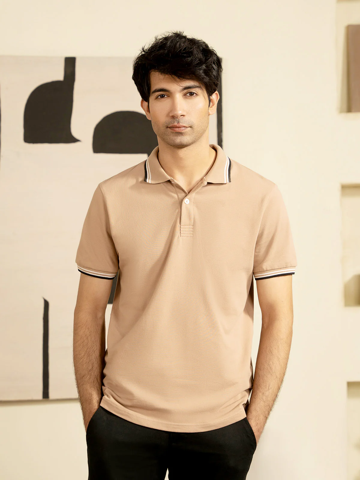 "ABELLE" Regular Fit Pique Polo Shirt - Image 3
