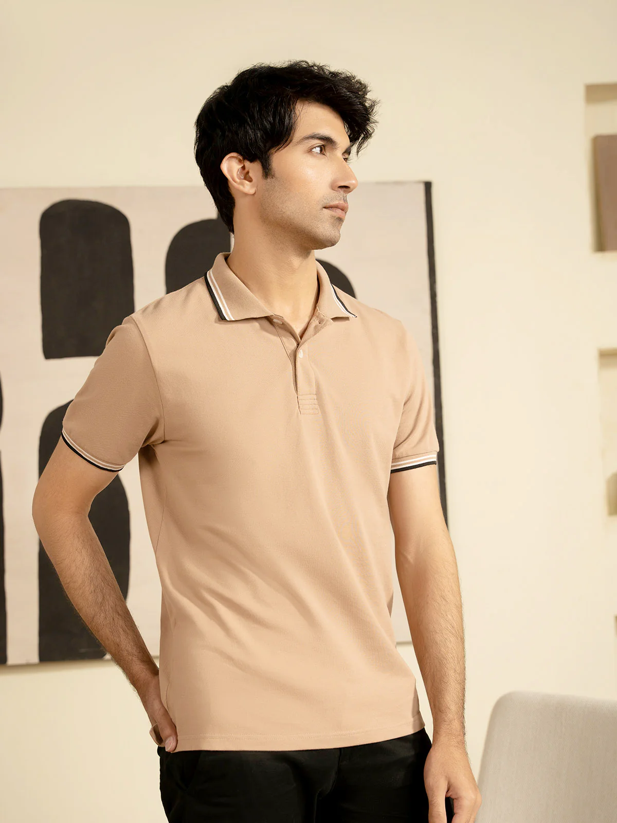 "ABELLE" Regular Fit Pique Polo Shirt - Image 4