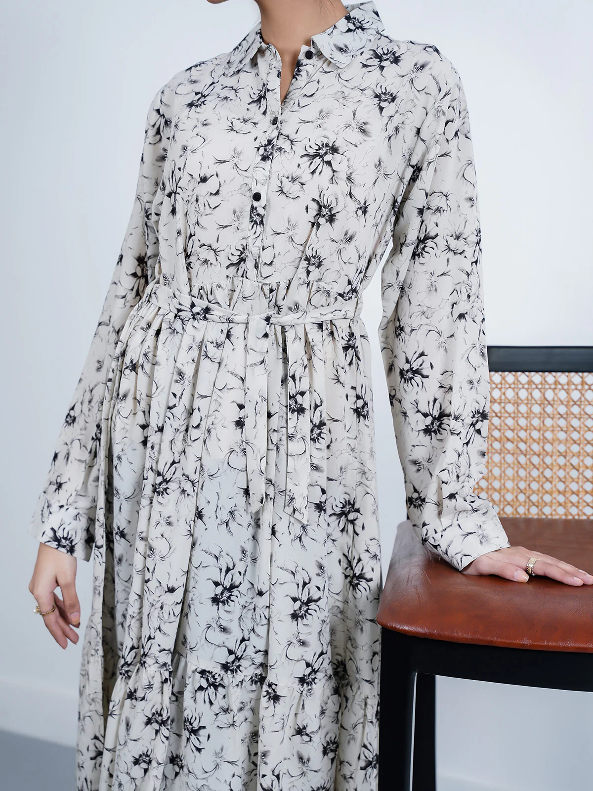 "ADAH" Printed Regular Fit Cotton Dress - Image 2