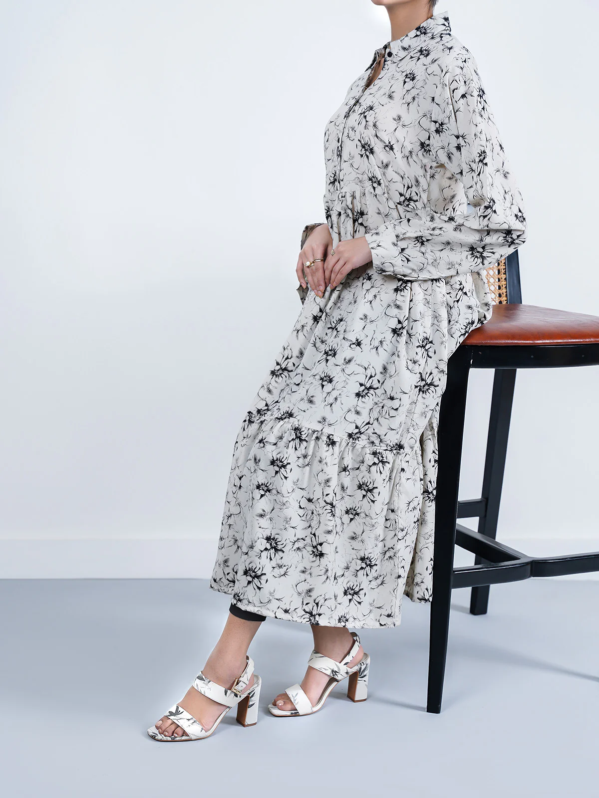 "ADAH" Printed Regular Fit Cotton Dress - Image 3