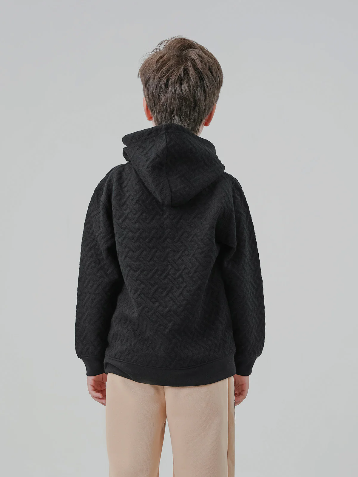 "AFRODITI" Textured Regular Fit Fleece Hoodie - Image 5