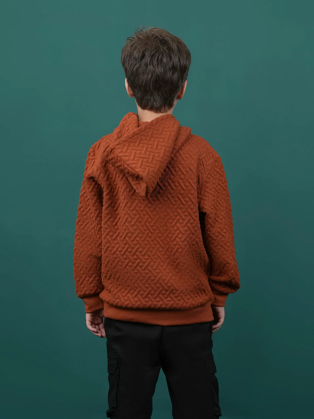 "AFRODITI" Textured Regular Fit Fleece Hoodie - Image 6
