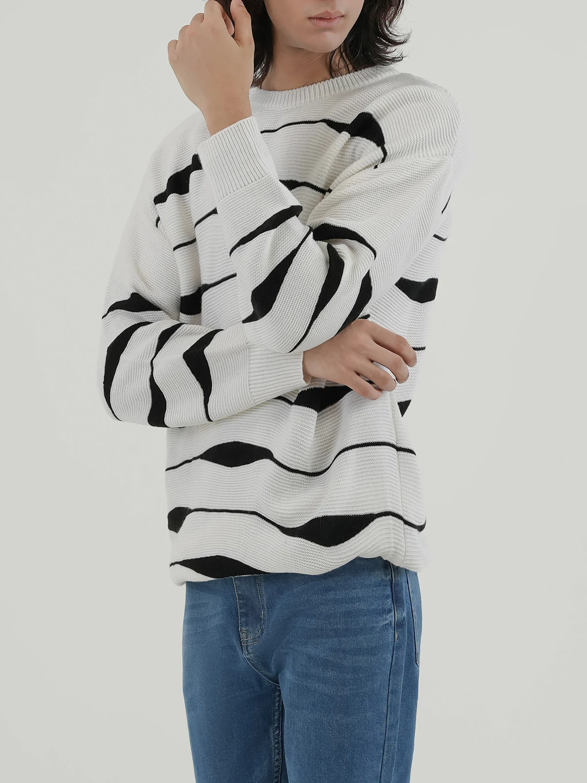 "ALDOUS" Regular Fit Yarn Dyed Acrylic Sweater - Image 2
