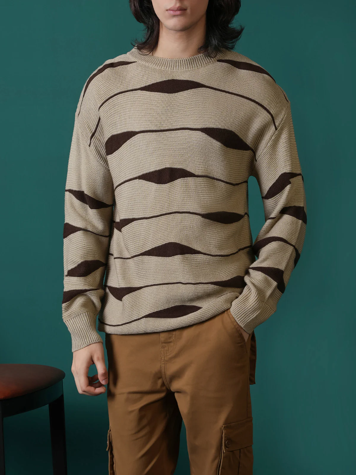 "ALDOUS" Regular Fit Yarn Dyed Acrylic Sweater