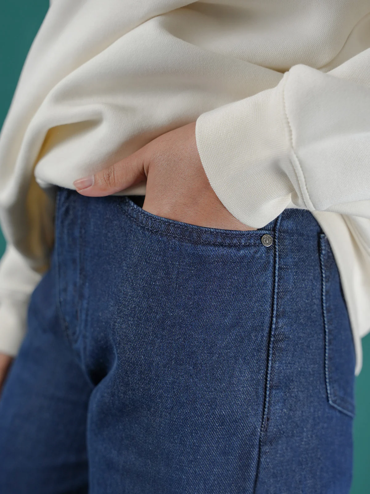 "ALEYDIS" Relaxed Plazo Fit Denim Pant - Image 3