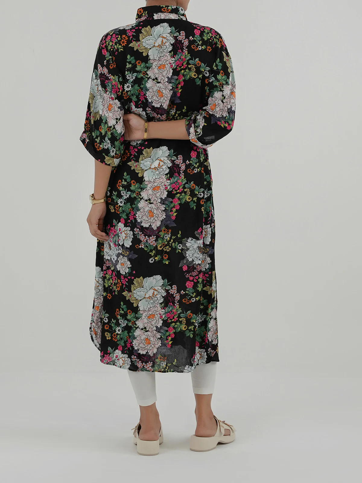 "ALEZAE" Printed Regular Fit Cotton Dress - Image 5