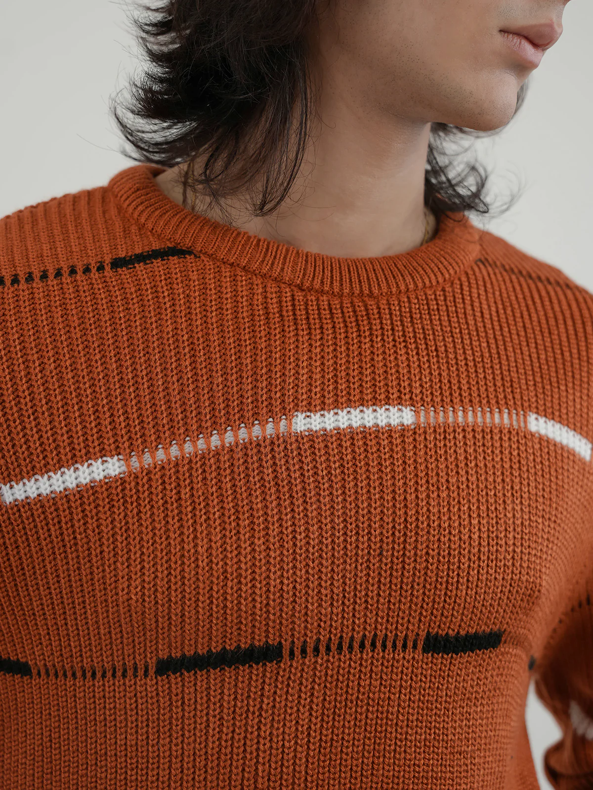 "ALLARD" Regular Fit Yarn Dyed Acrylic Sweater - Image 3
