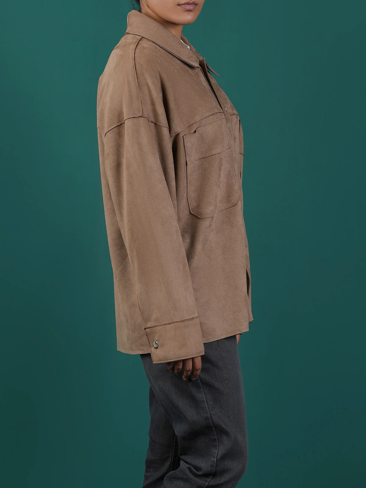 "AMAKA" Structured Fit Suede Jacket - Image 2