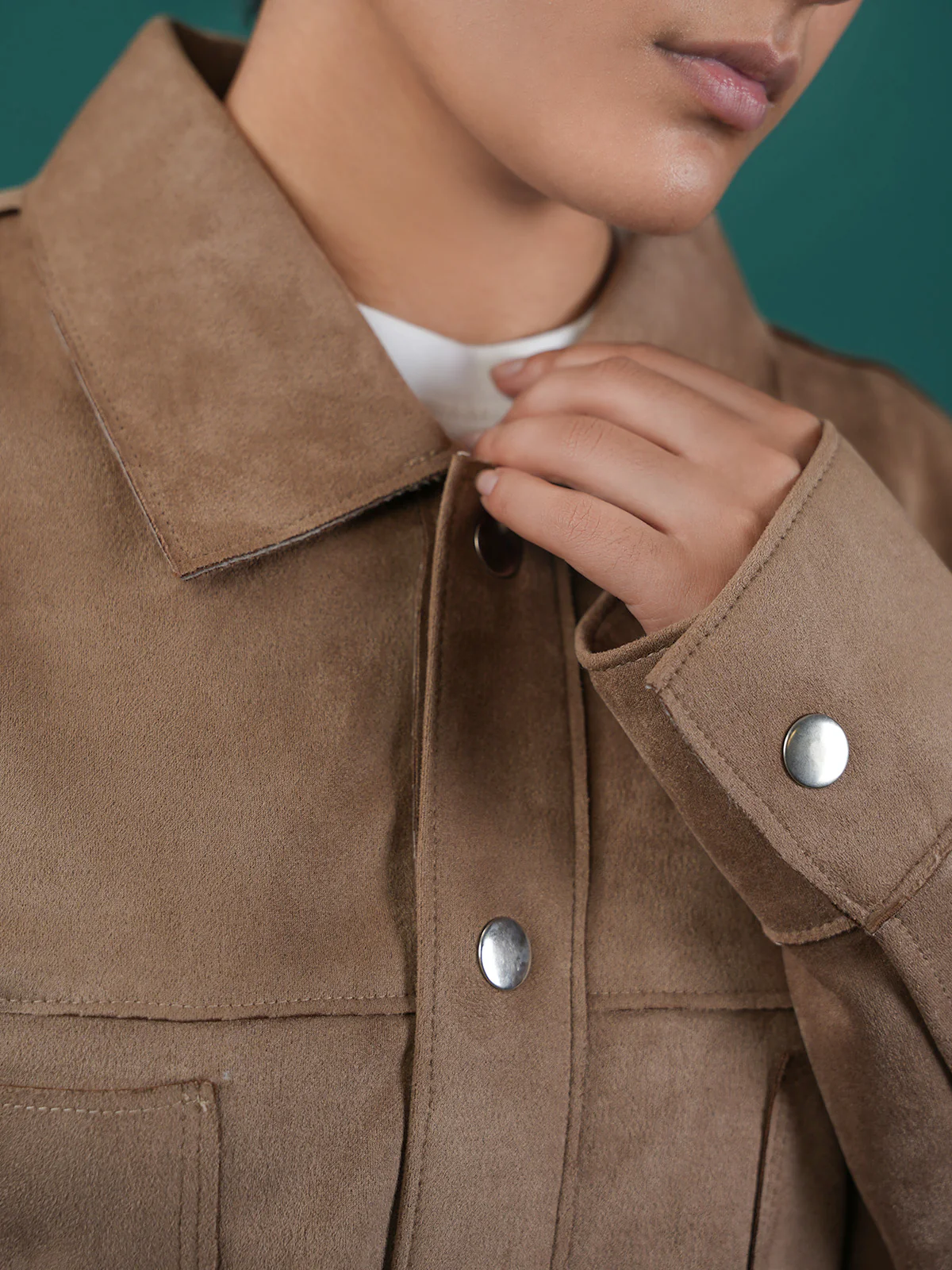 "AMAKA" Structured Fit Suede Jacket - Image 4