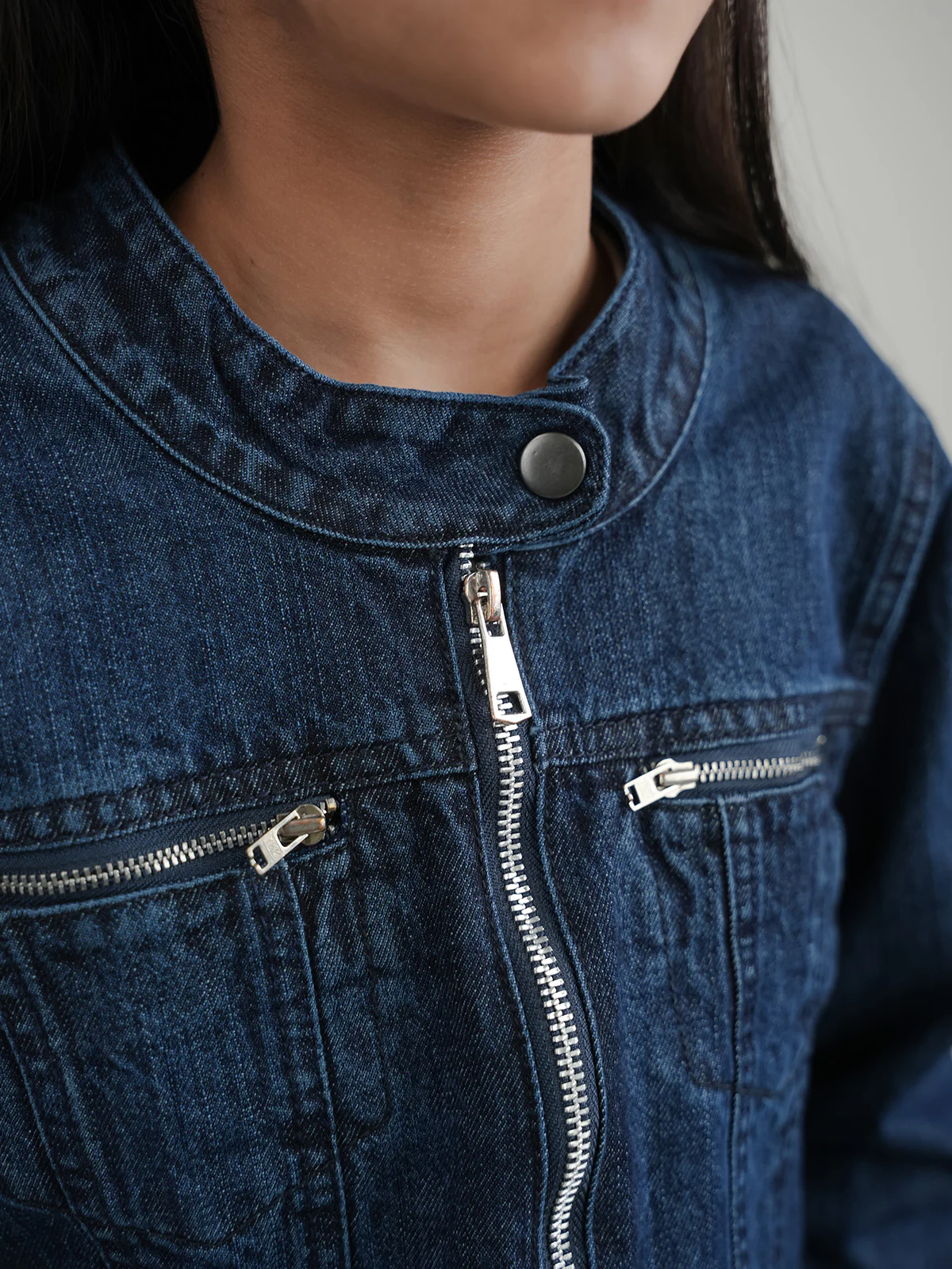 "ARNOLD" Zipper Regular Fit Denim Jacket - Image 3