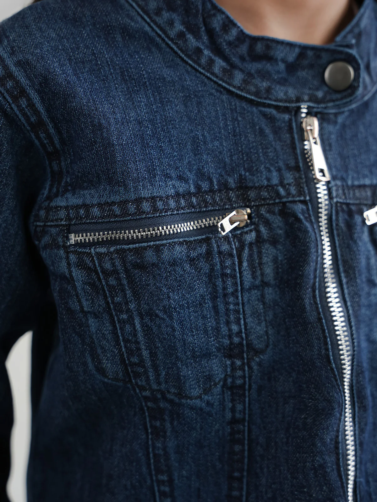 "ARNOLD" Zipper Regular Fit Denim Jacket - Image 4