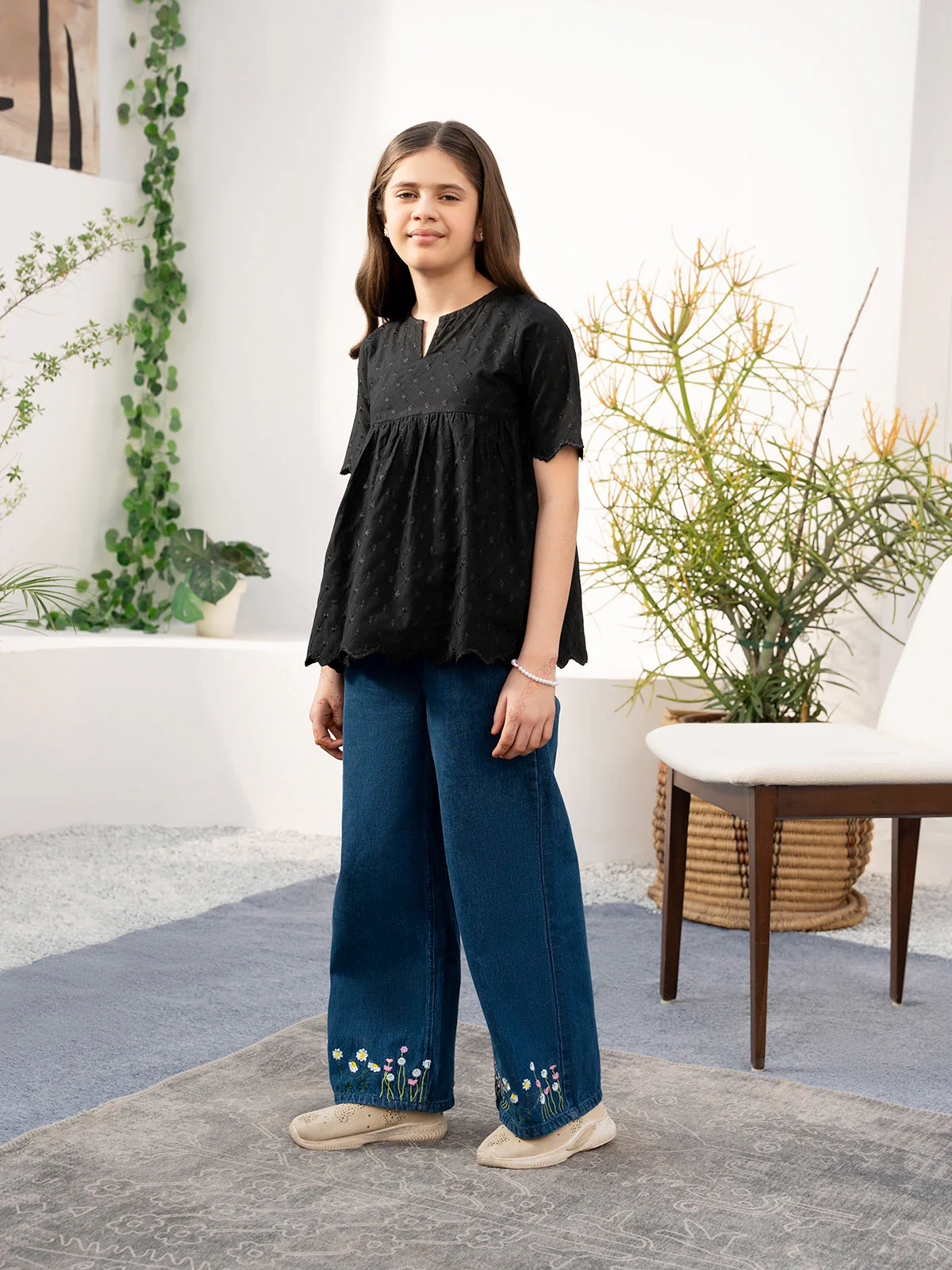 "ASTRID" Textured Regular Fit Cotton Top - Image 4