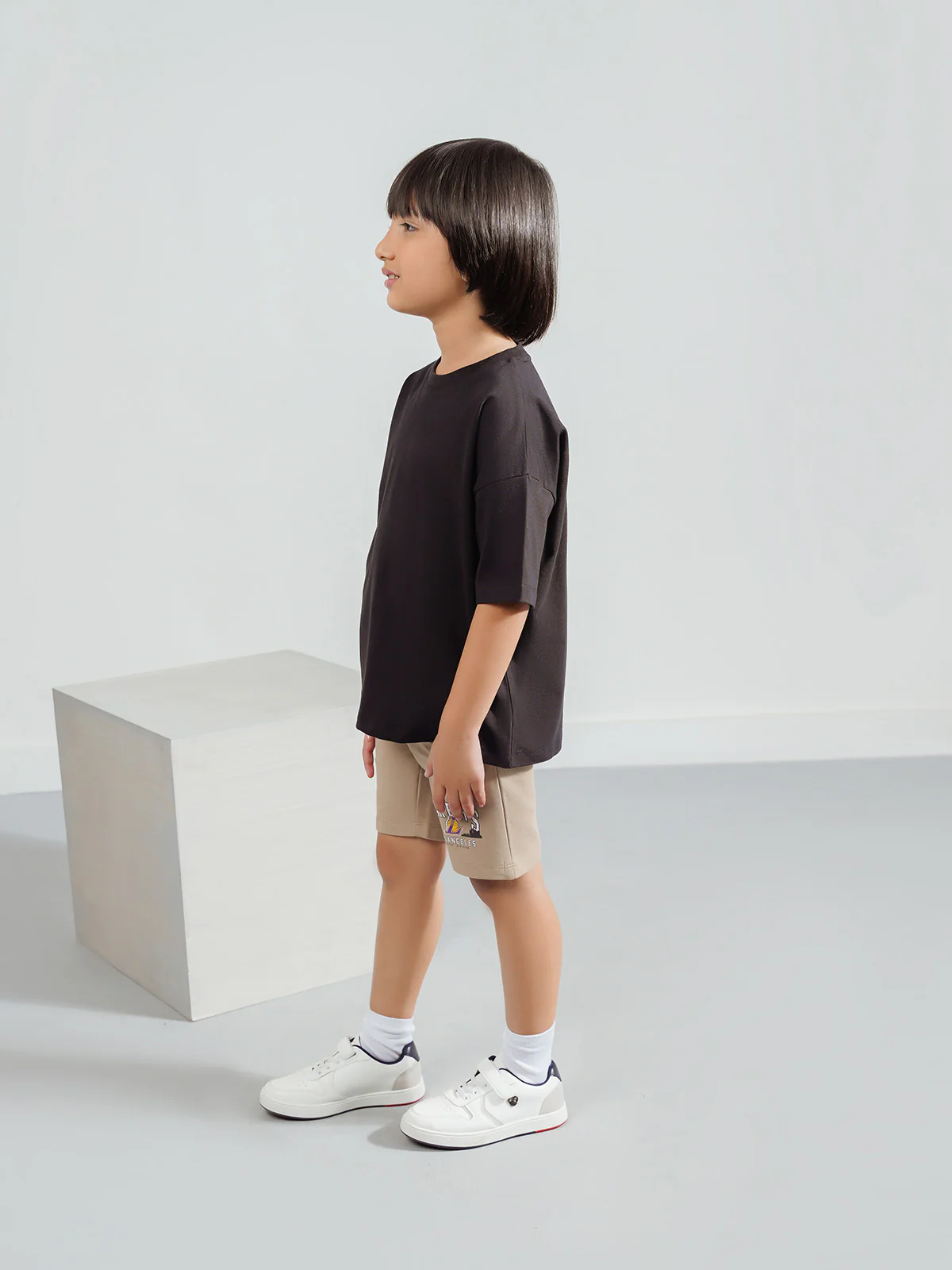 "ASUNA" Regular Fit Dark Stone Shorts - Image 3