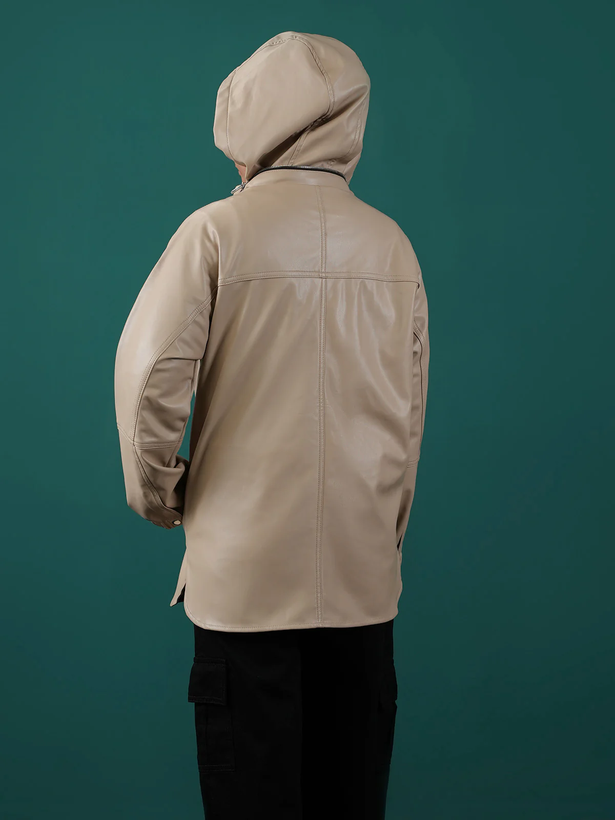 "ATSUKPI" Lightweight PU Bomber Jacket - Image 7