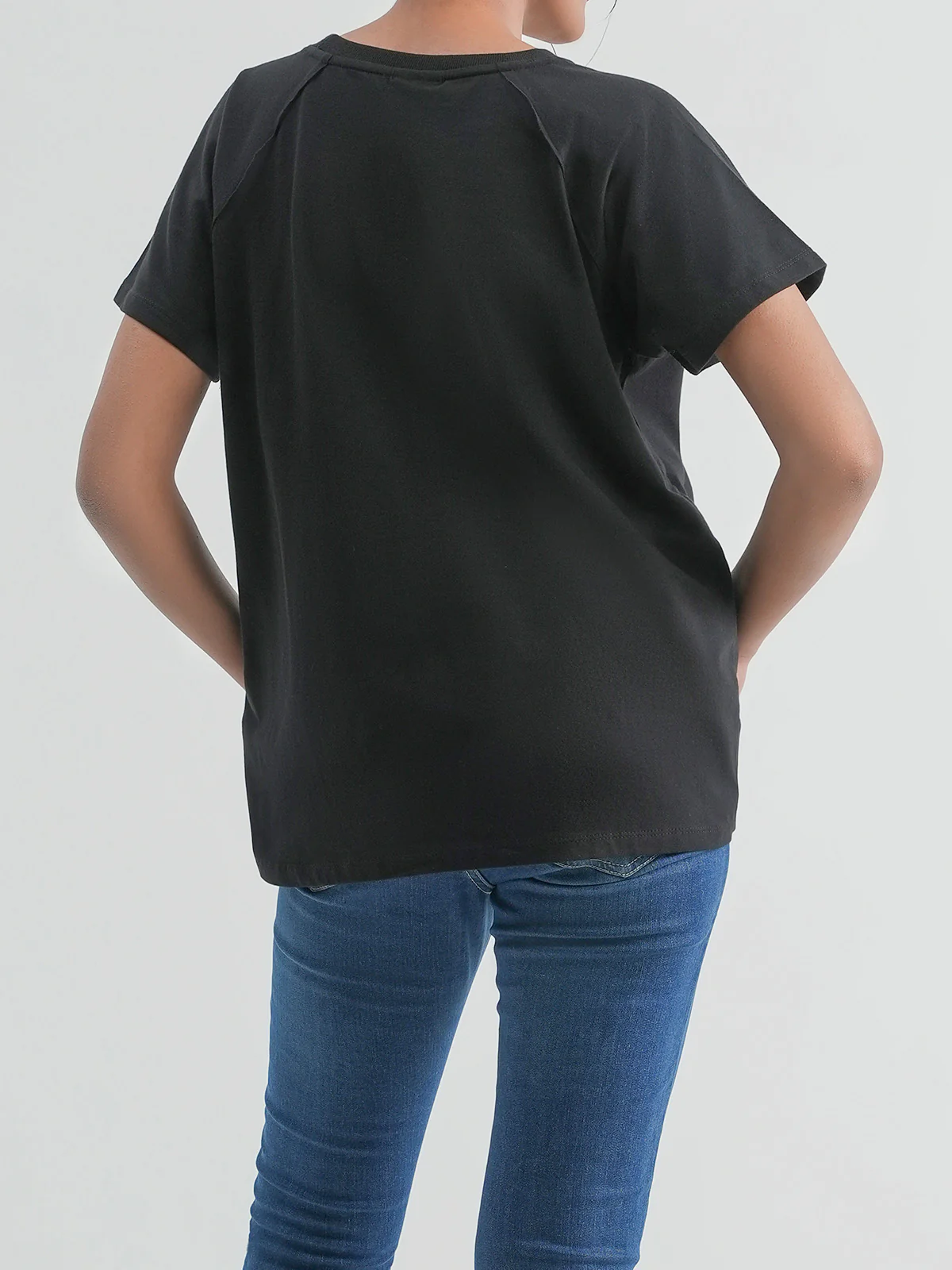 "AURELY" Cropped Raglan Sleeves T-Shirt - Image 5