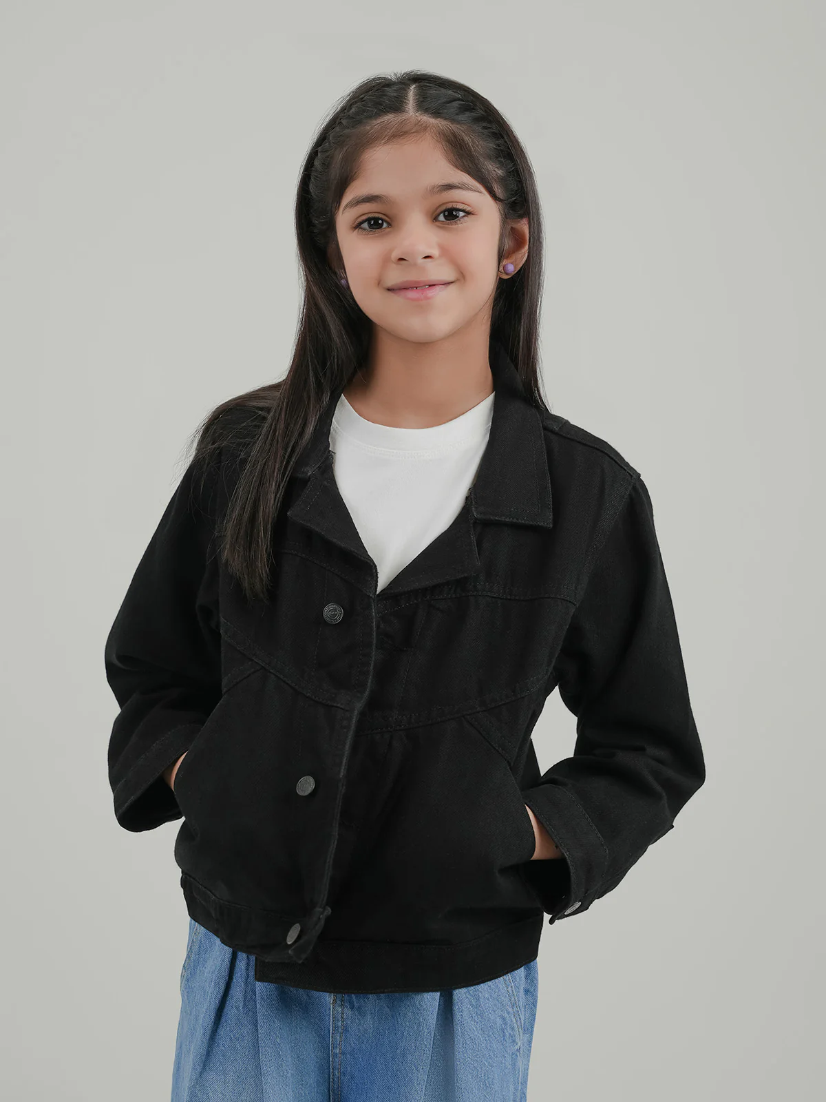 "AUTHARI" Trendy Cropped Denim Jacket - Image 3