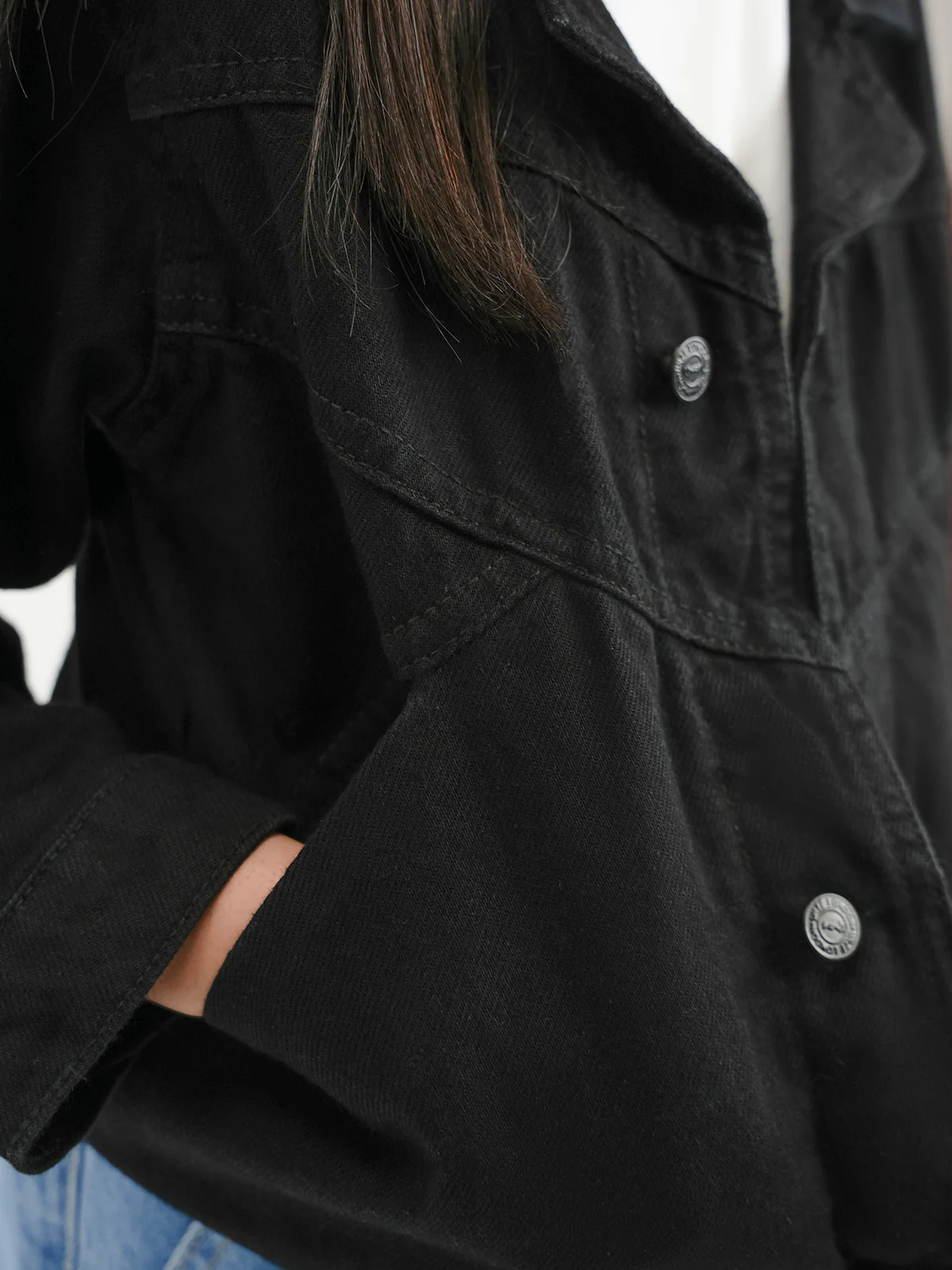 "AUTHARI" Trendy Cropped Denim Jacket - Image 4