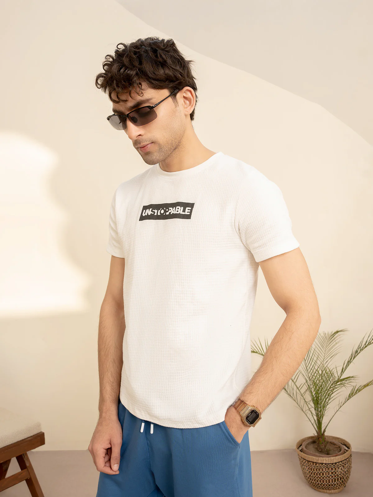 "BASIL" Regular Fit Jacquard T-Shirt