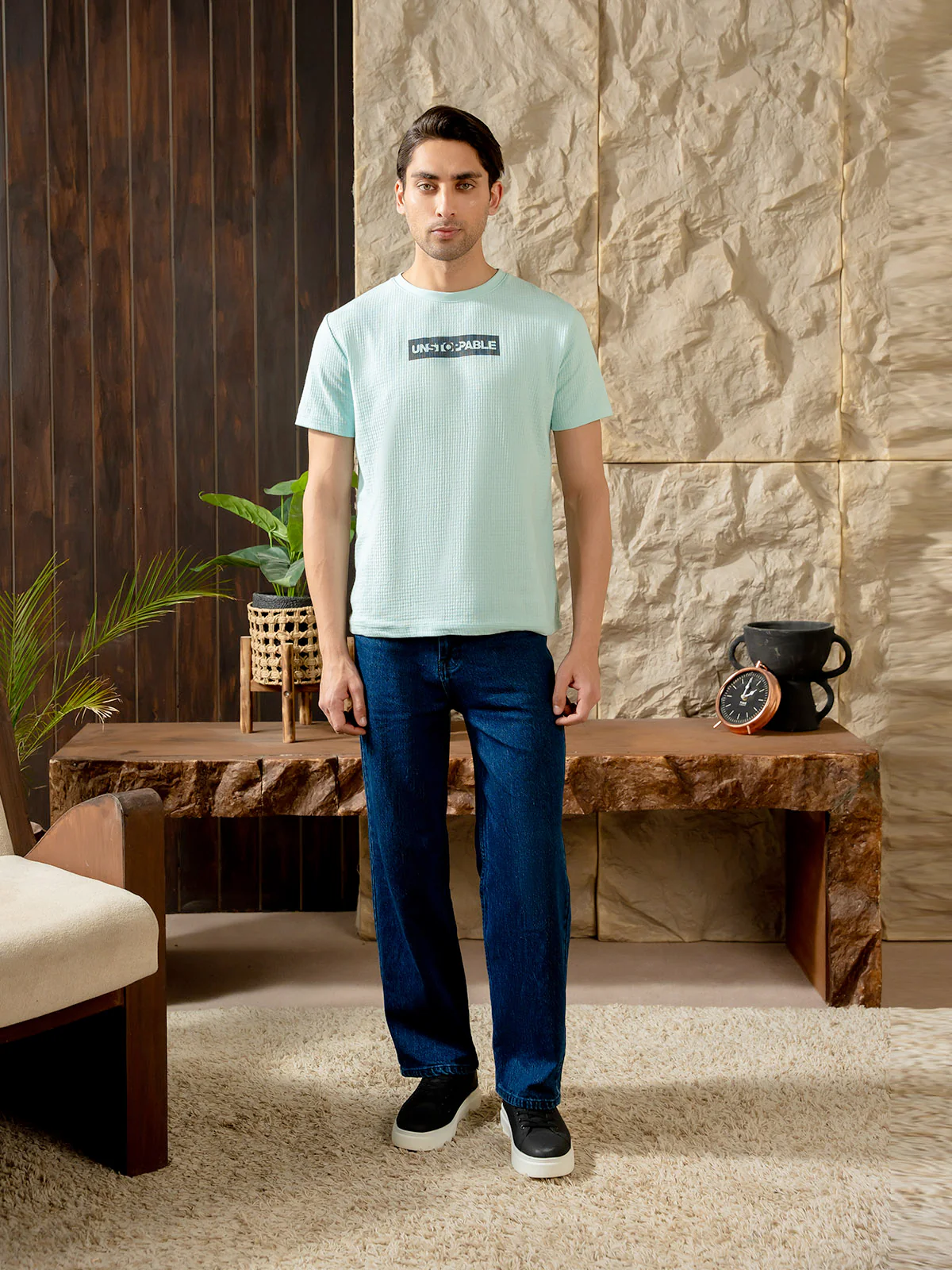 "BASIL" Regular Fit Jacquard T-Shirt - Image 2