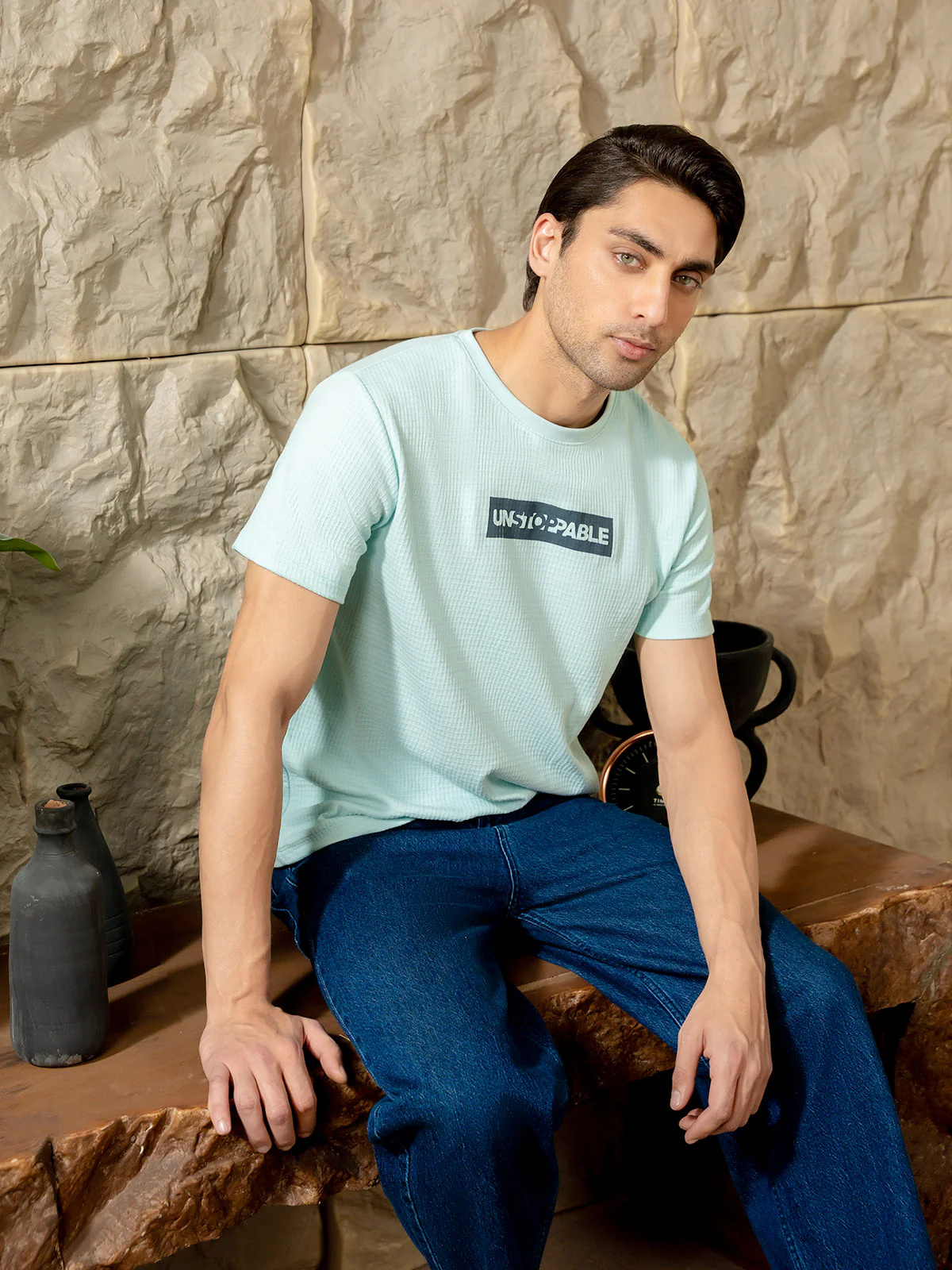 "BASIL" Regular Fit Jacquard T-Shirt - Image 3