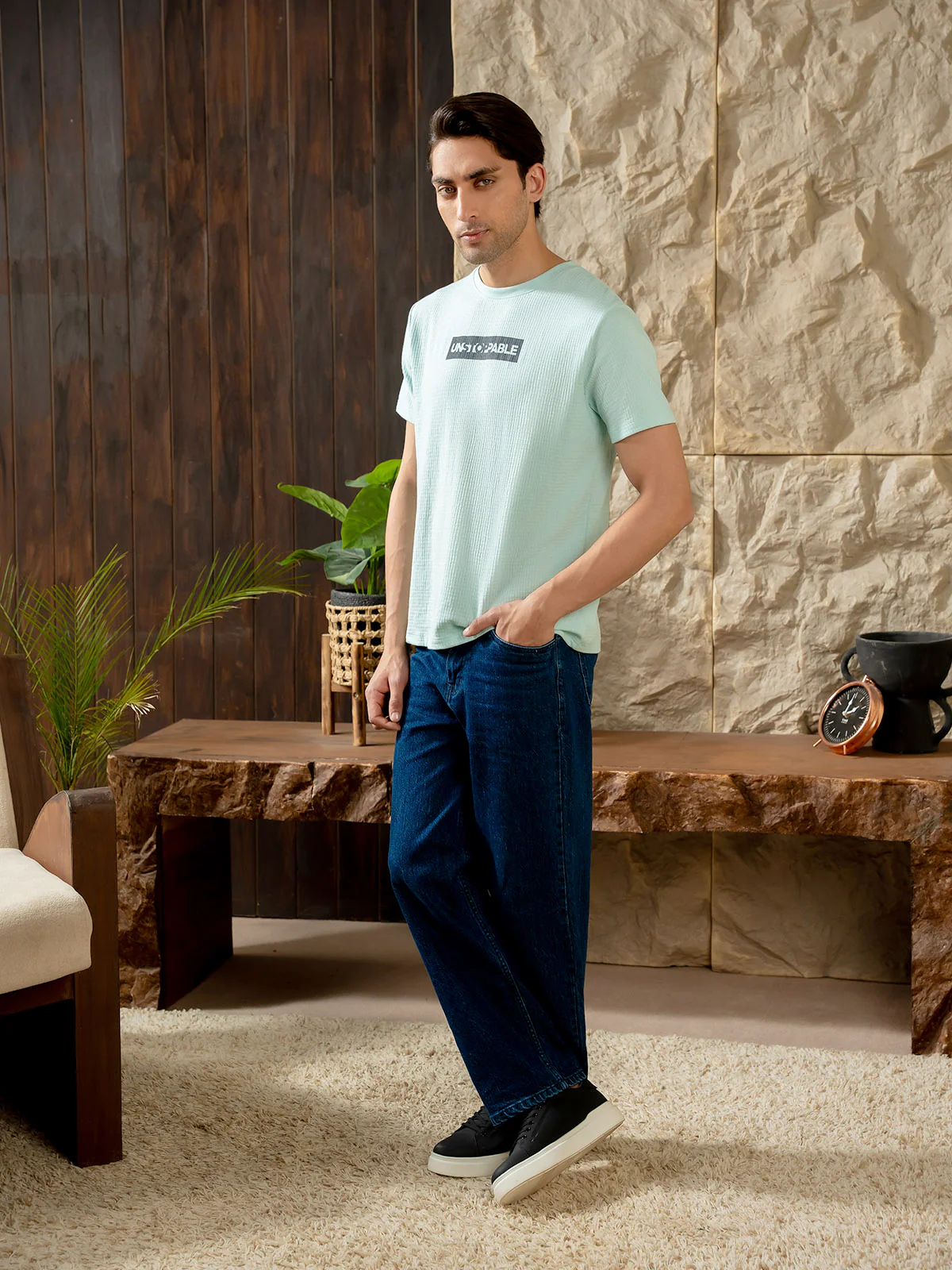 "BASIL" Regular Fit Jacquard T-Shirt - Image 4