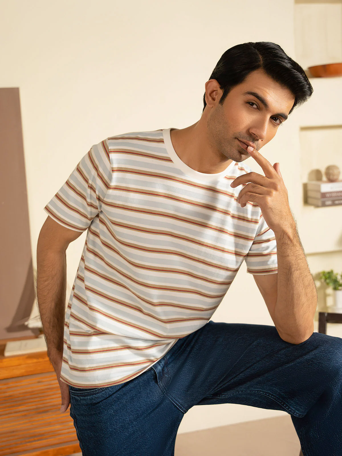 "BEAU" Regular Fit Single Jersey T-Shirt