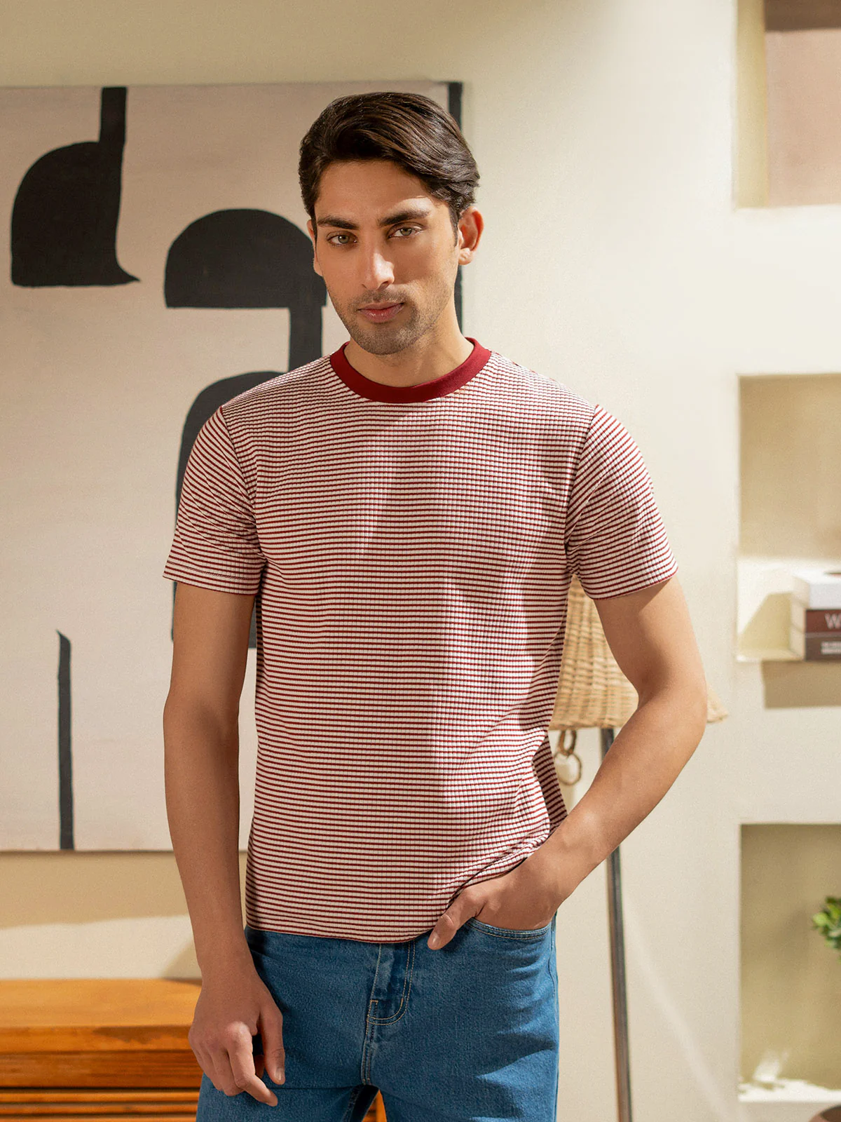 "BRAXT" Textured Jacquard T-Shirt