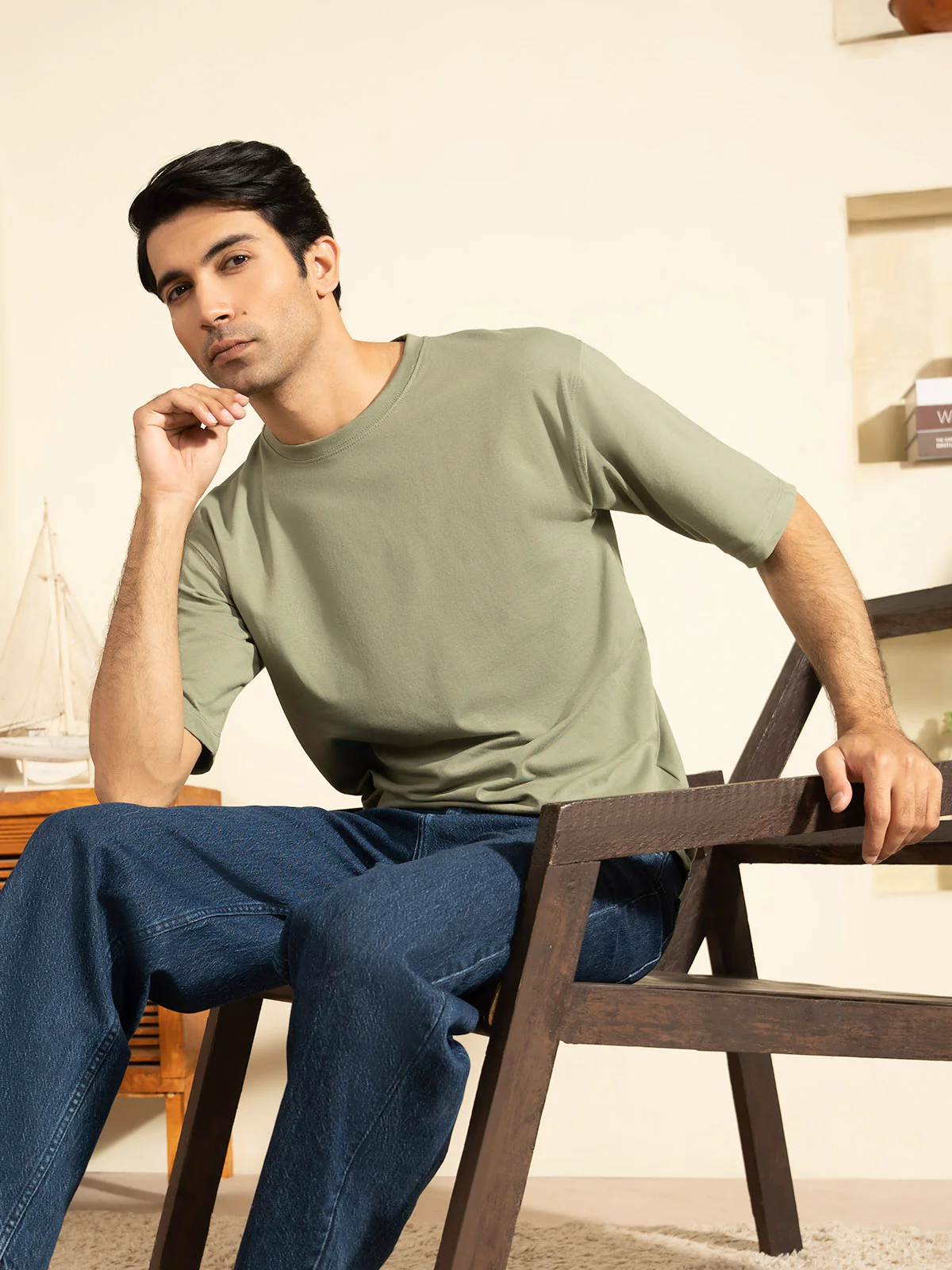 "BRIGGS" Drop Shoulder Basic T-Shirt