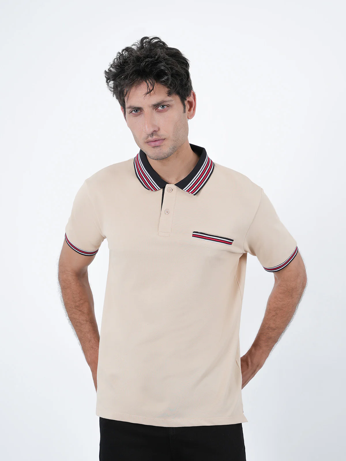"CADIZ" Solid Regular Fit Polo Shirt - Image 2