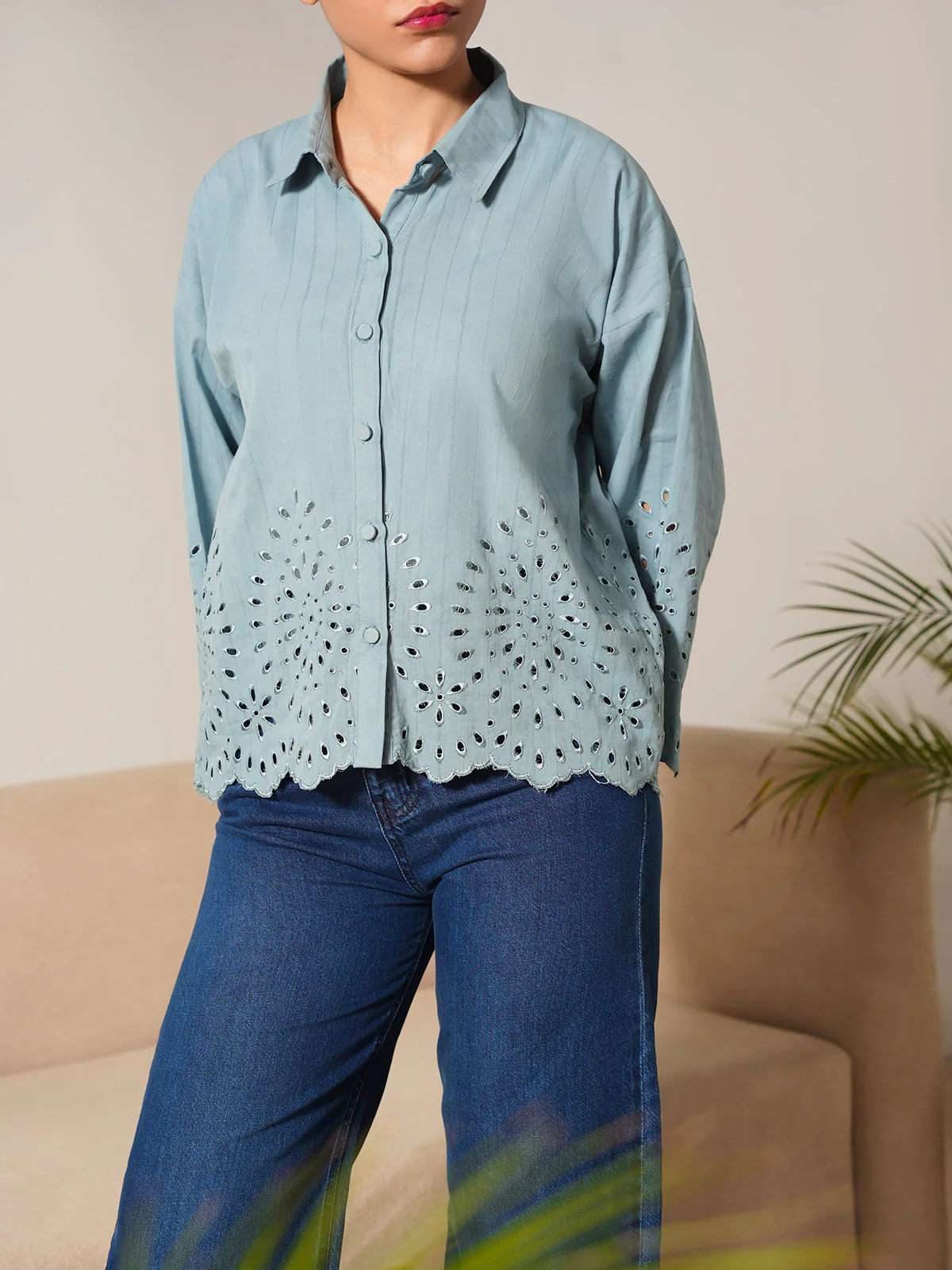 "CAIUS" Textured Regular Cotton Top - Image 4