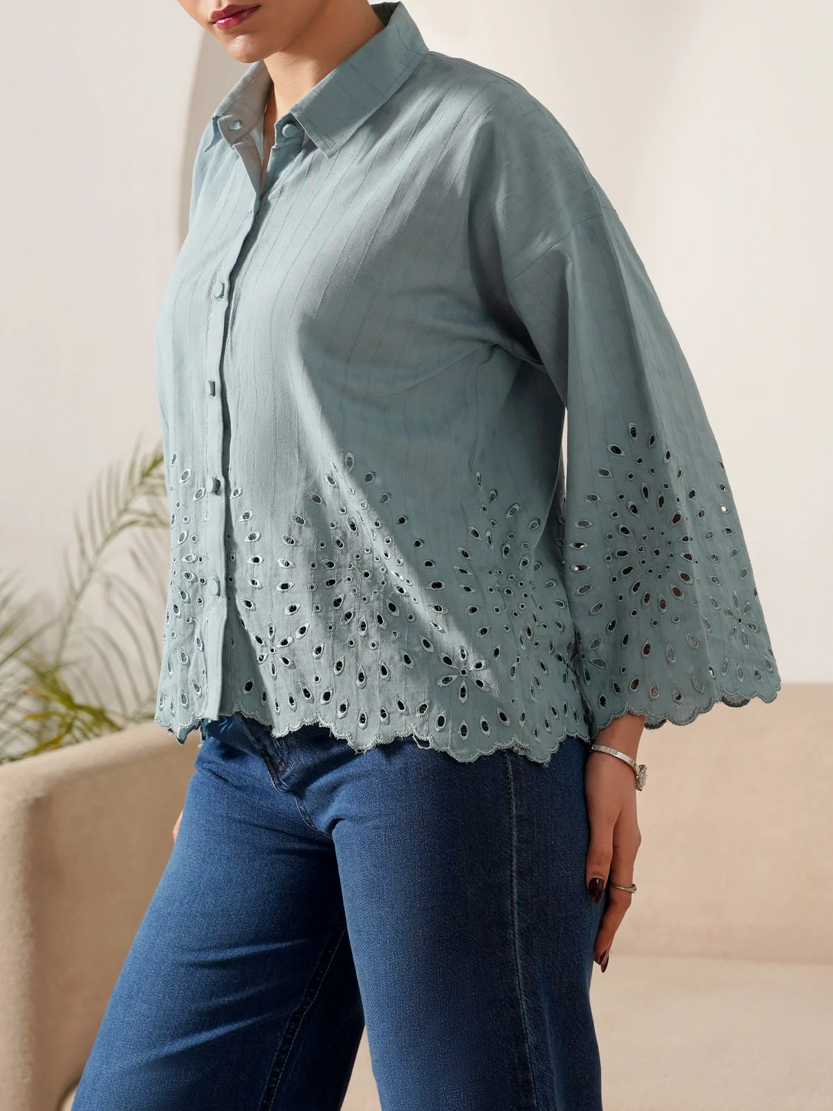"CAIUS" Textured Regular Cotton Top - Image 5