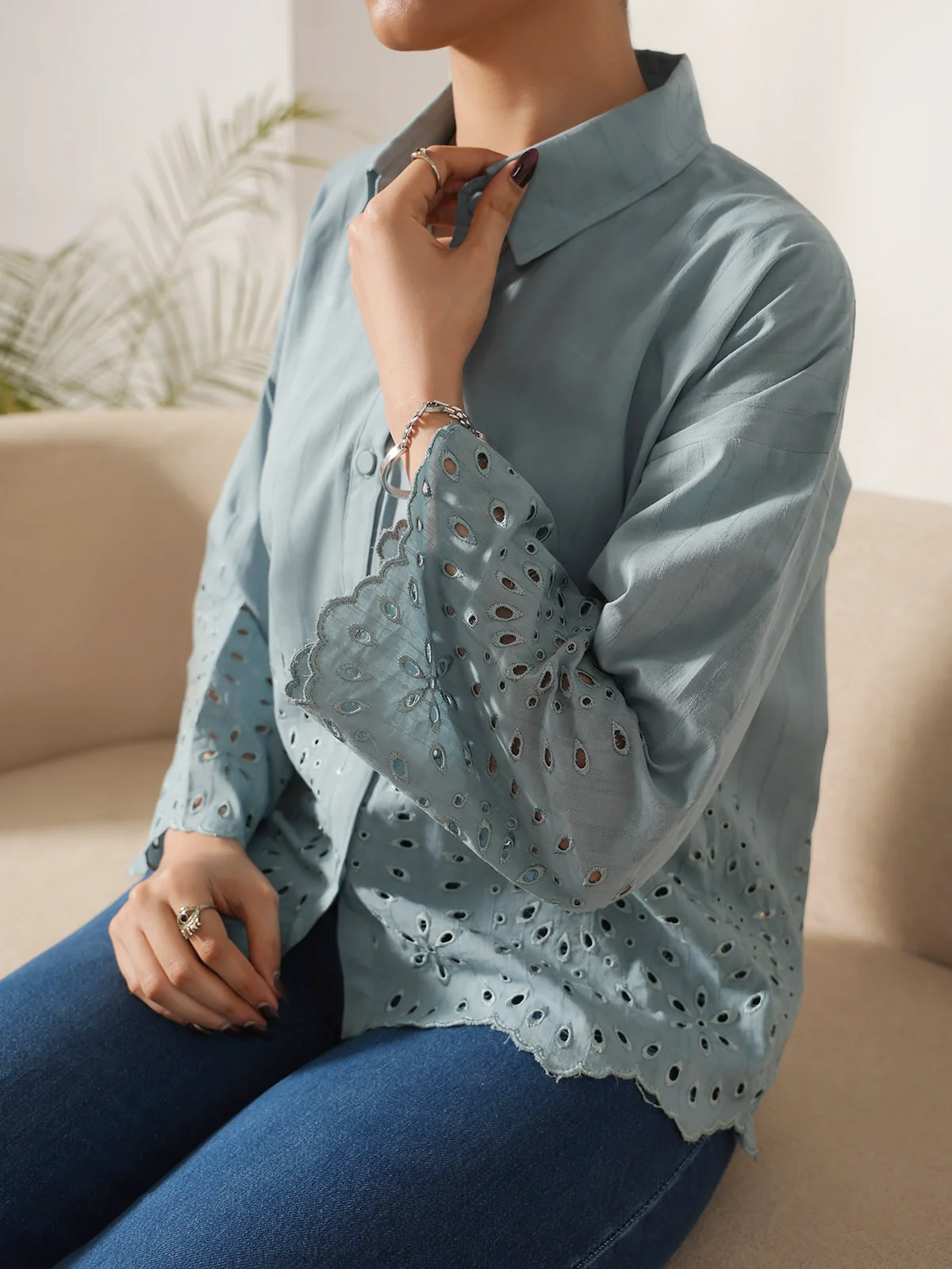 "CAIUS" Textured Regular Cotton Top - Image 6