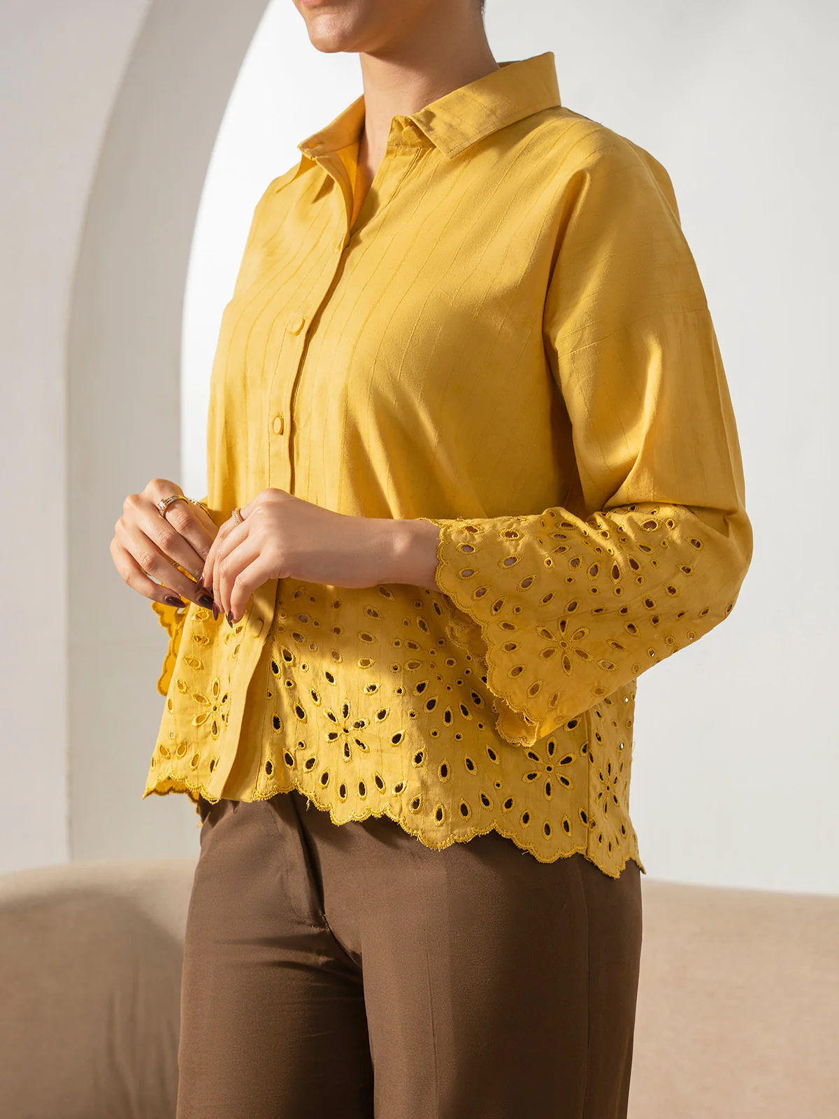"CAIUS" Textured Regular Cotton Top
