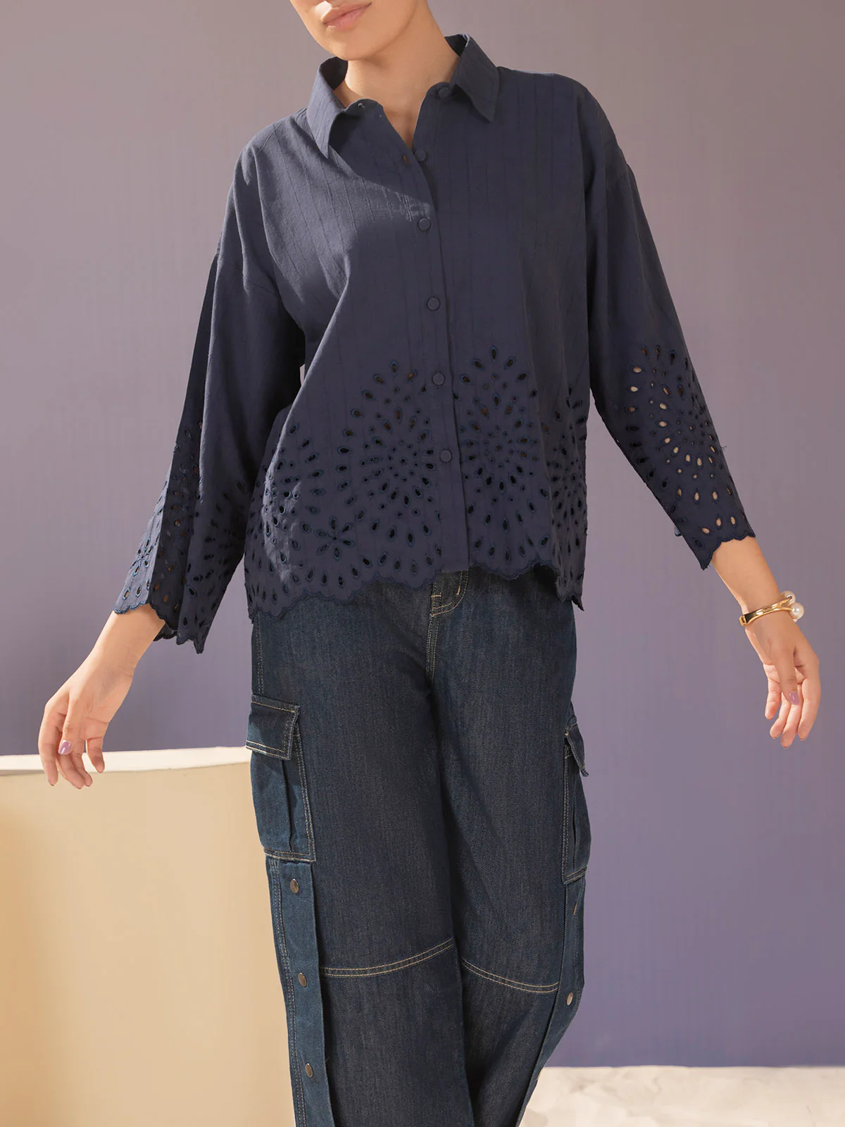 "CAIUS" Textured Regular Cotton Top