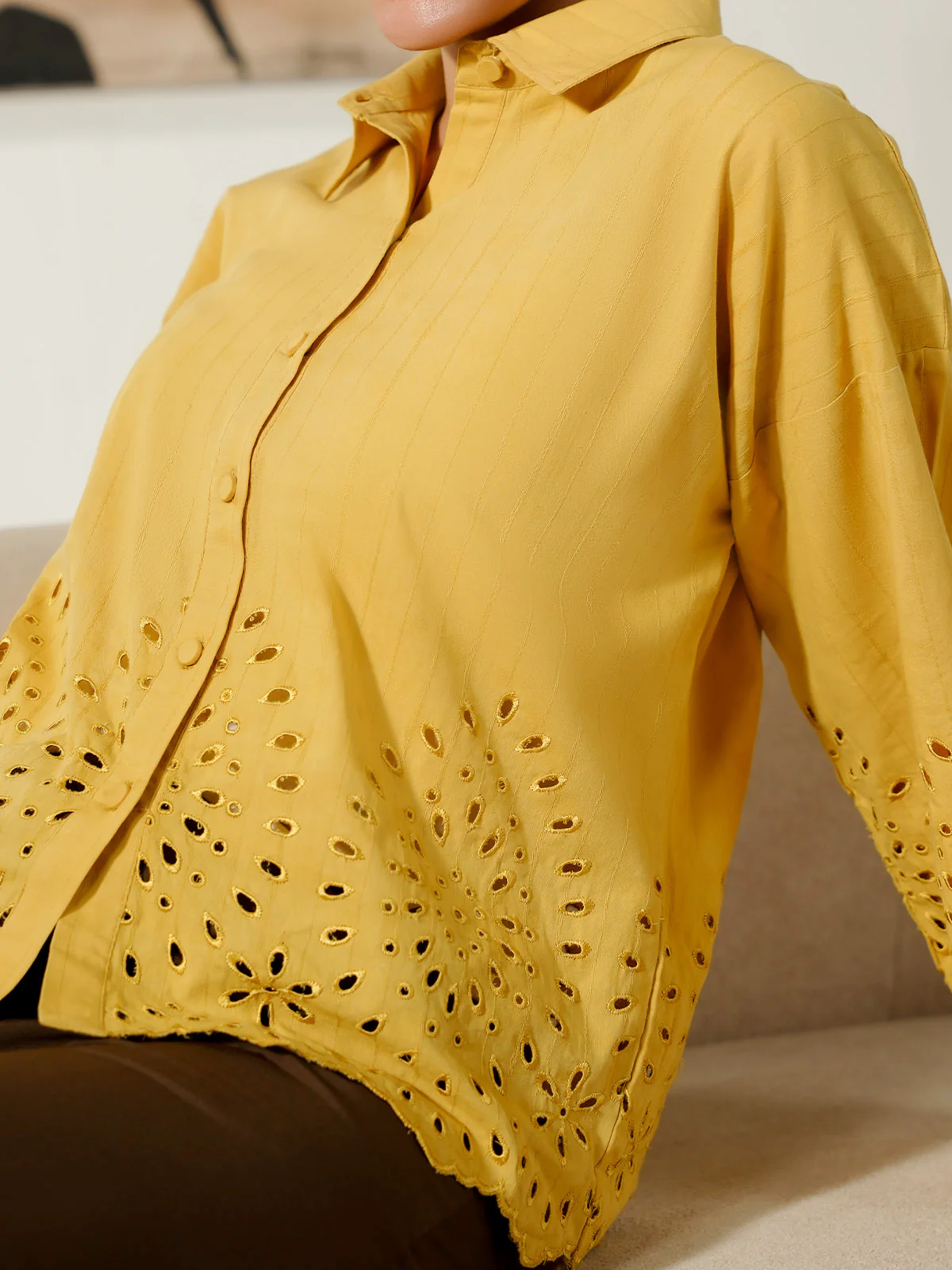 "CAIUS" Textured Regular Cotton Top - Image 4