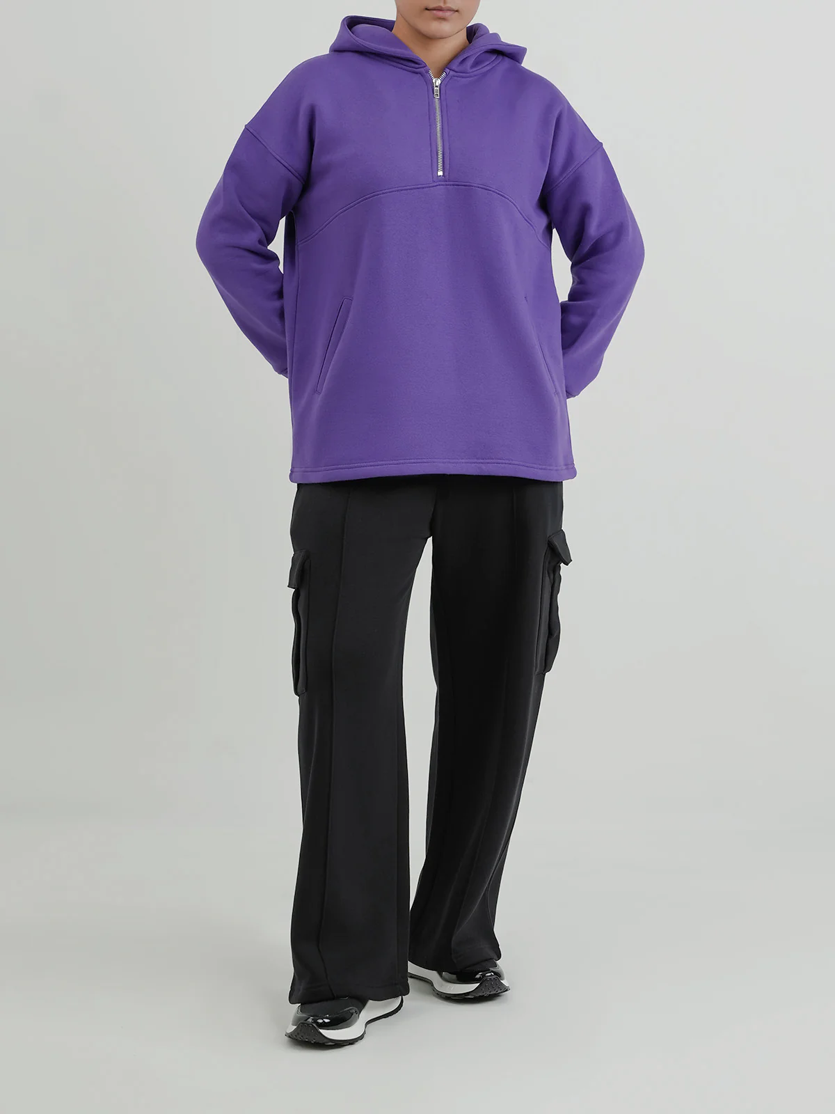 "CHEREE" Classic Textured Fleece Hoodie - Image 2