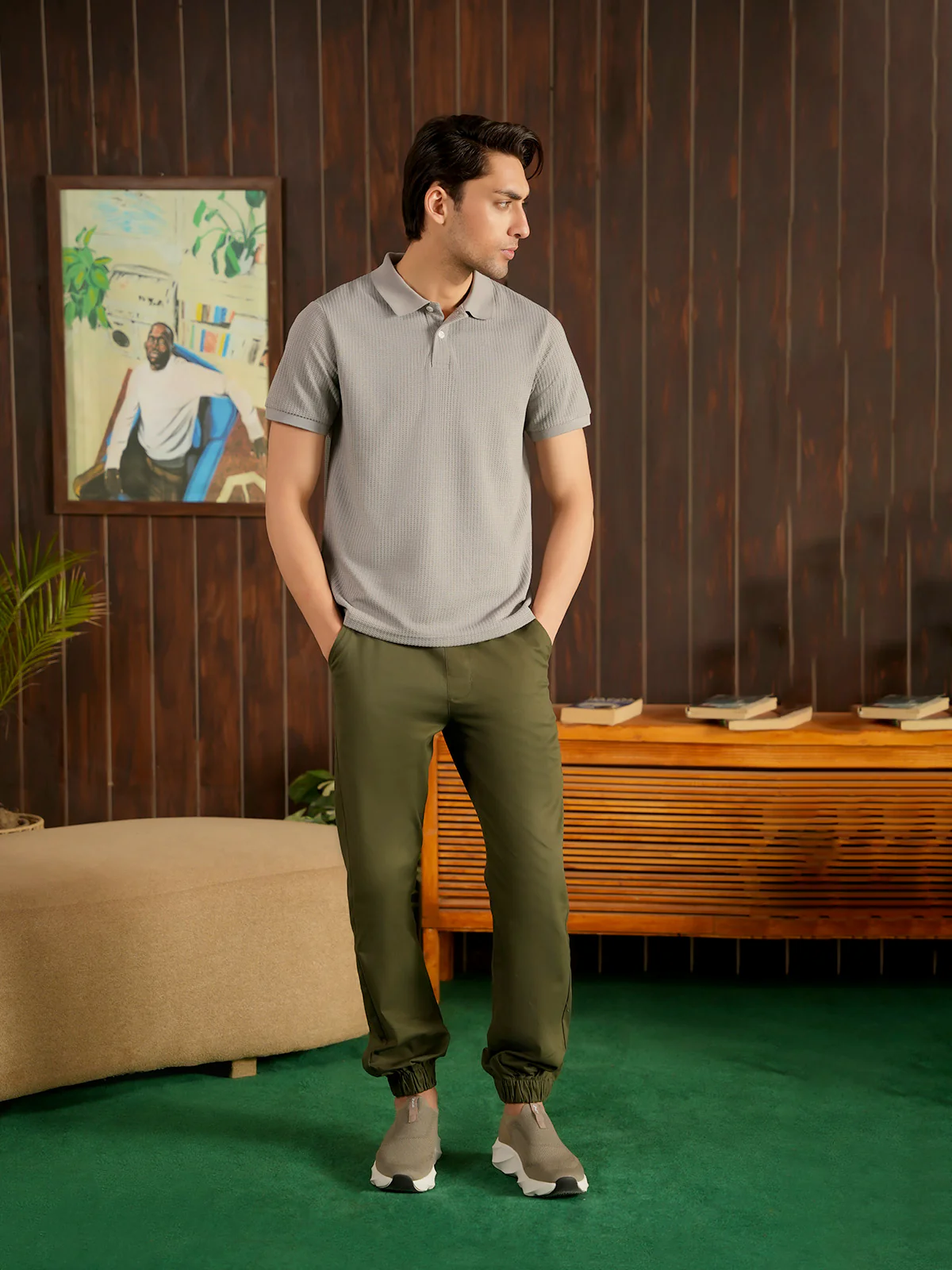 "CHRISTO" Regular Fit Jacquard Polo Shirt - Image 3