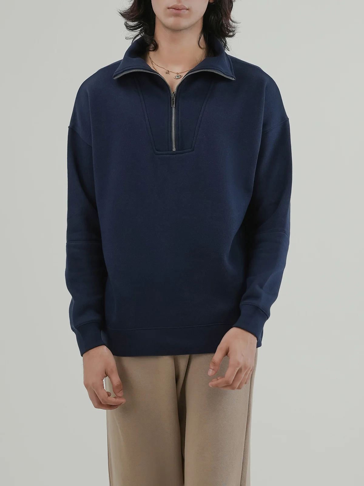 "CINDER" Drop Shoulder Fleece Sweatshirt