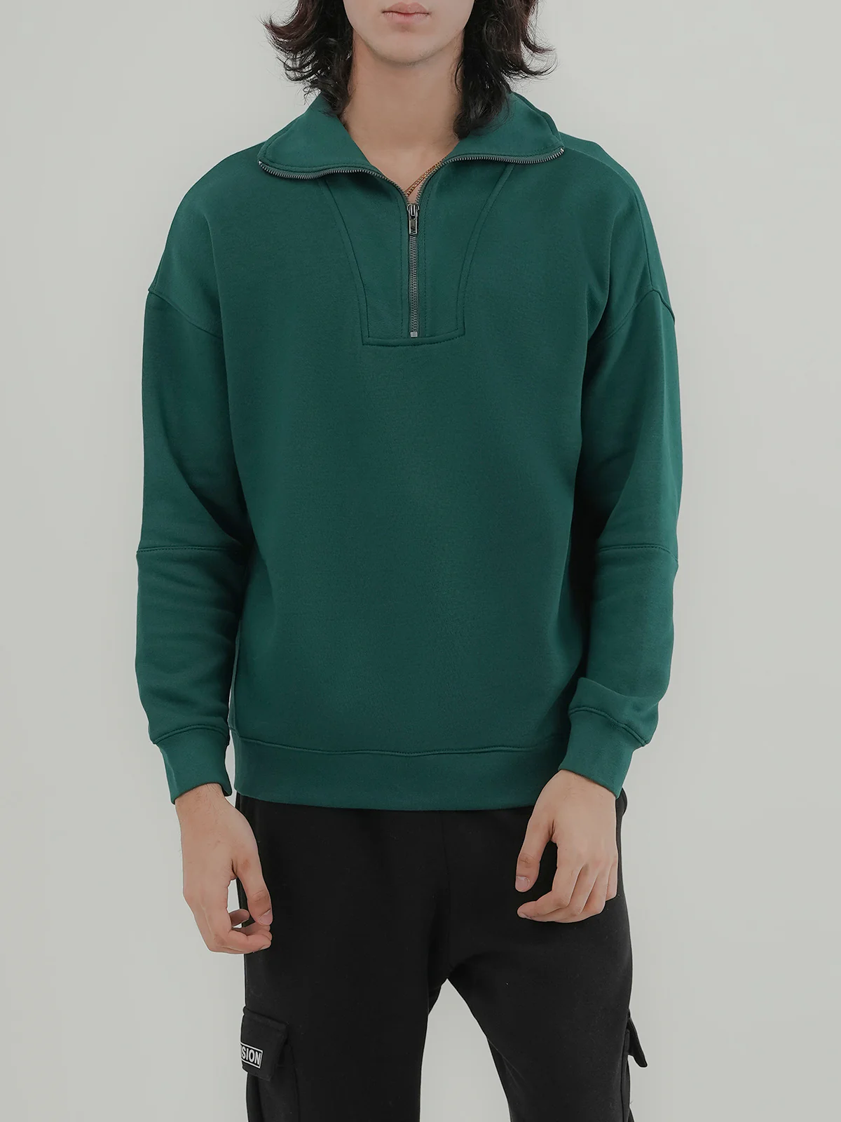 "CINDER" Drop Shoulder Fleece Sweatshirt