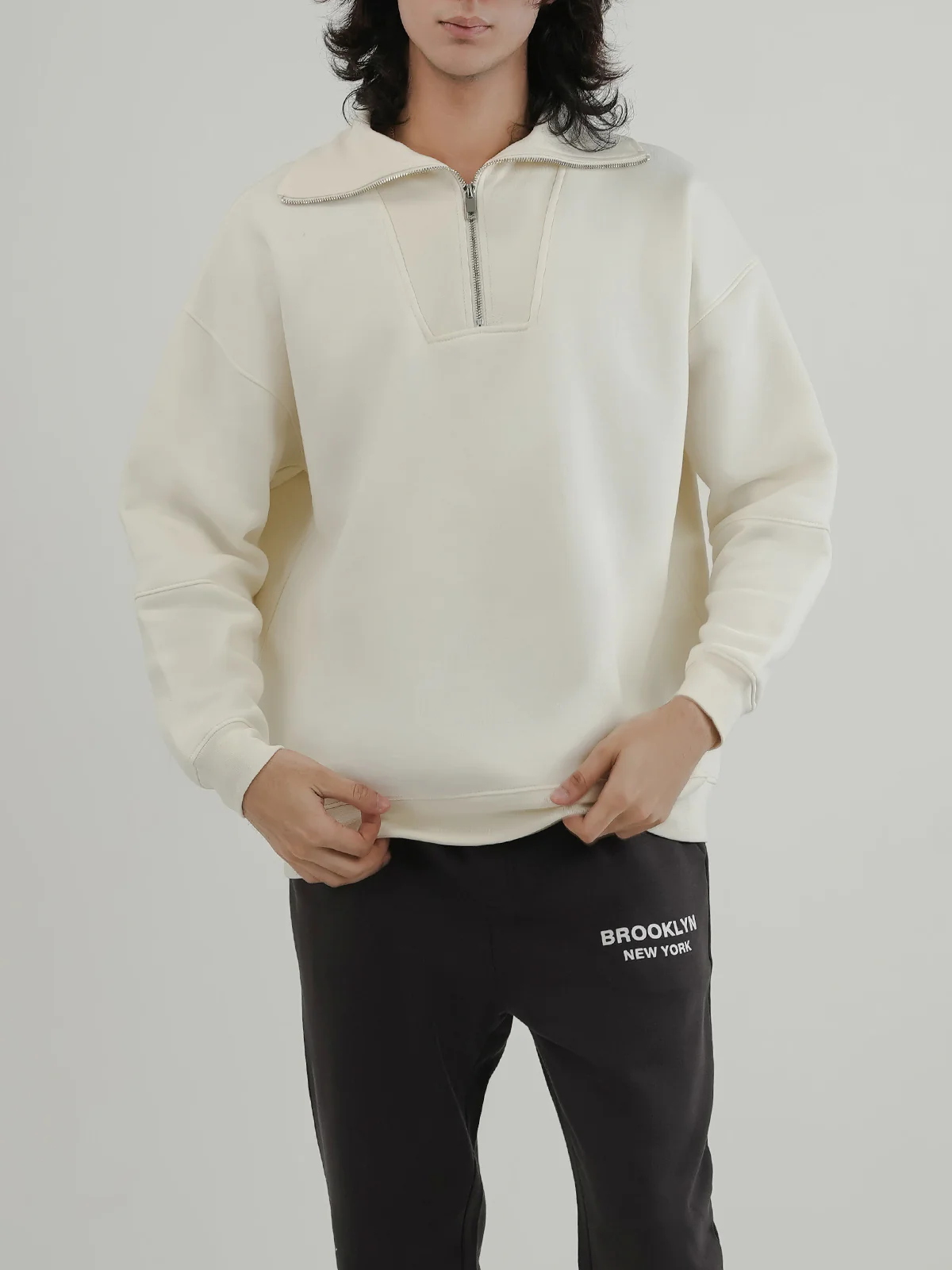 "CINDER" Drop Shoulder Fleece Sweatshirt