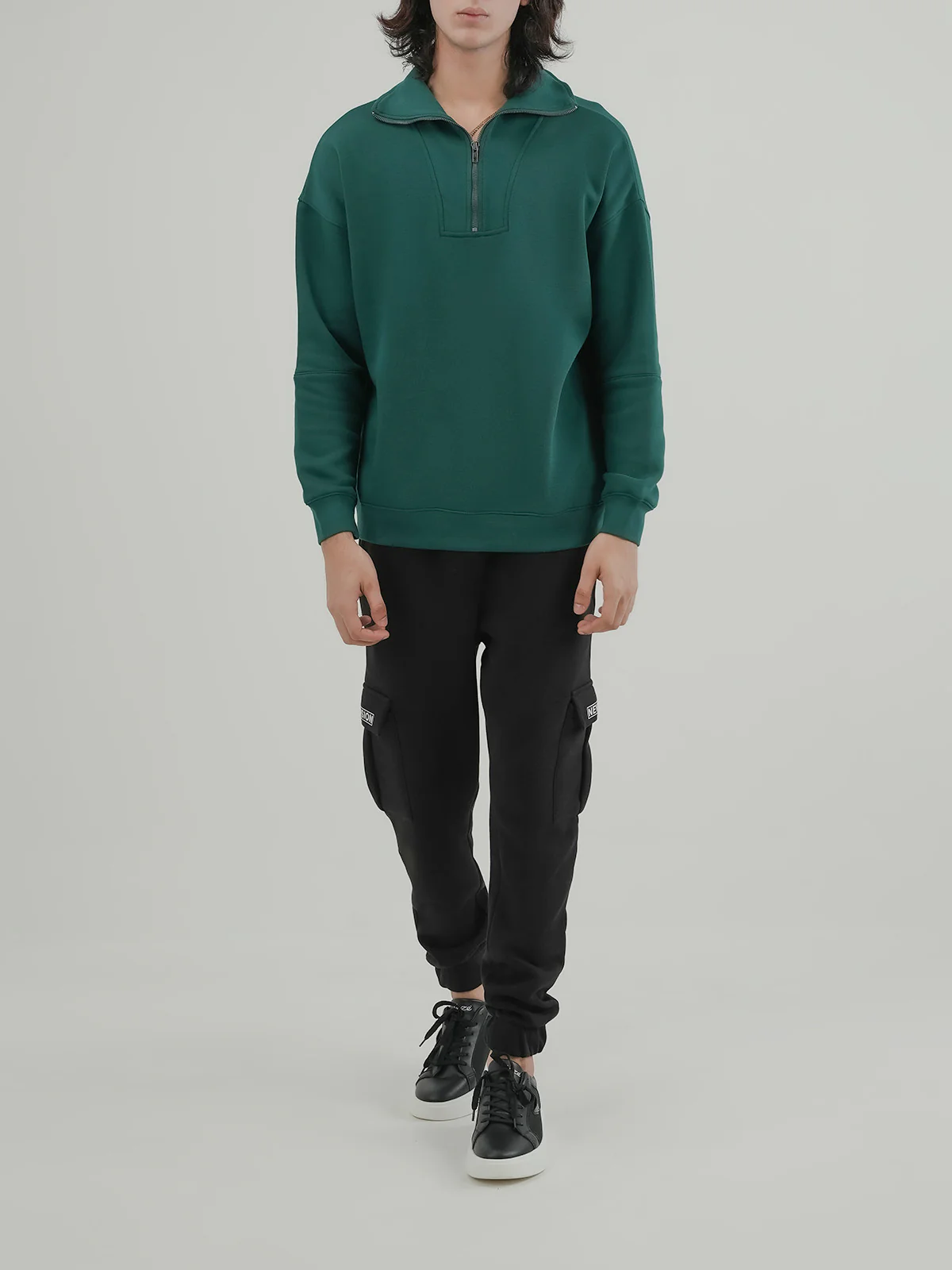 "CINDER" Drop Shoulder Fleece Sweatshirt - Image 2