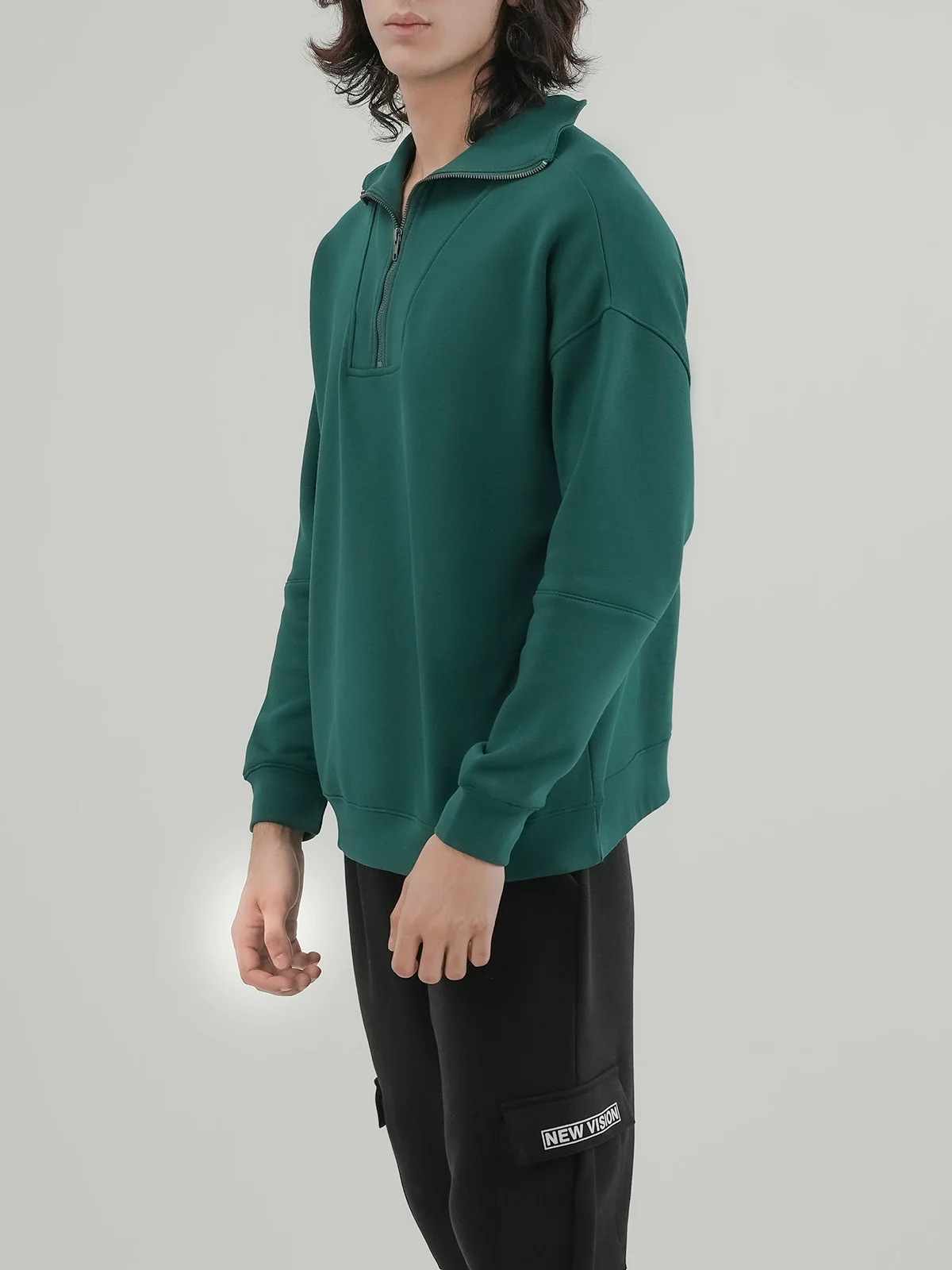 "CINDER" Drop Shoulder Fleece Sweatshirt - Image 3