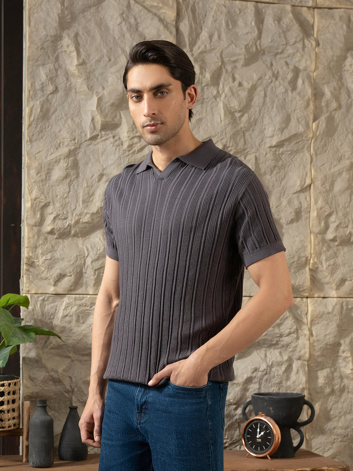 "DAMIEN" Regular Fit Knitted Polo Shirt