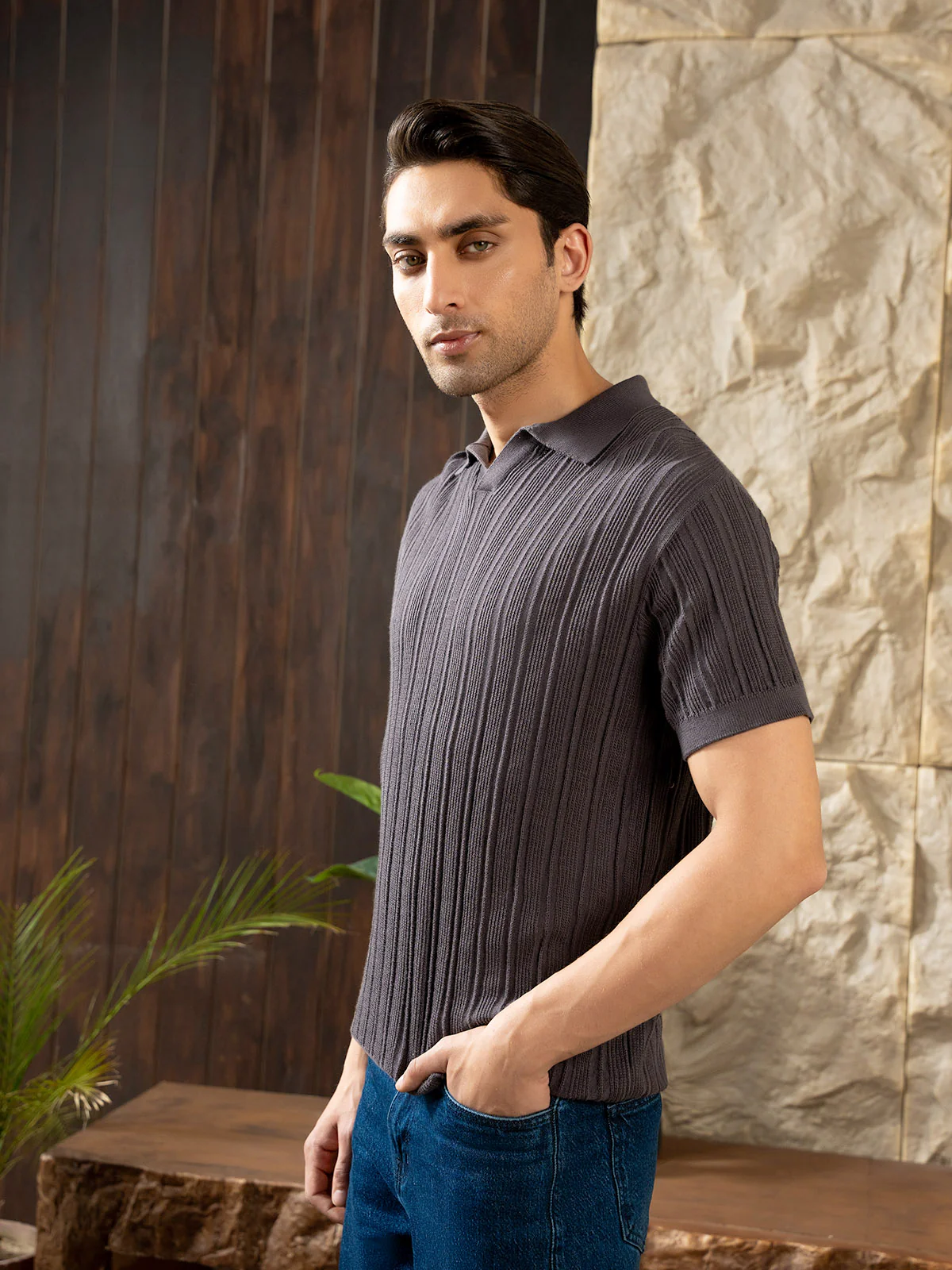"DAMIEN" Regular Fit Knitted Polo Shirt - Image 3
