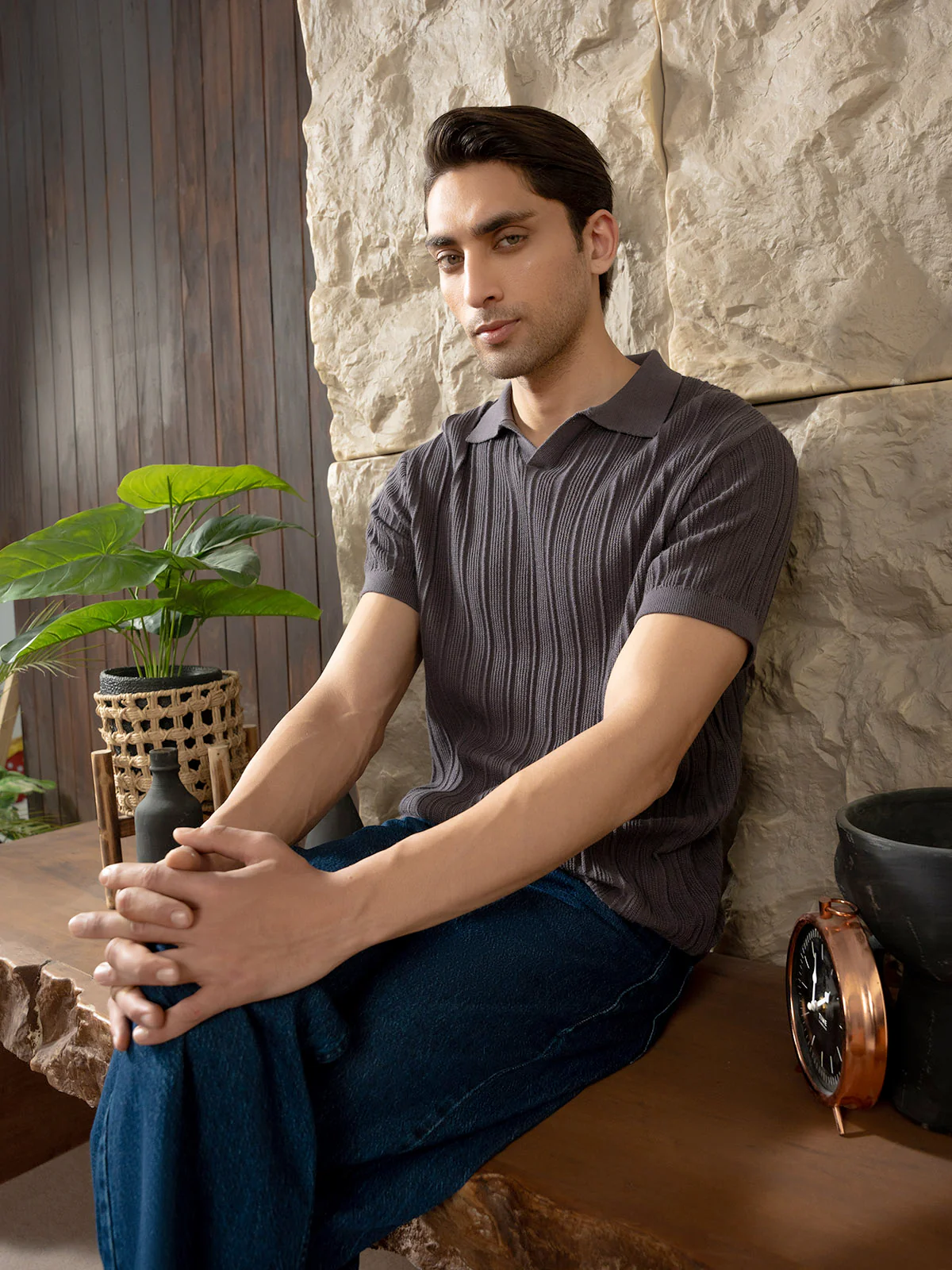 "DAMIEN" Regular Fit Knitted Polo Shirt - Image 4