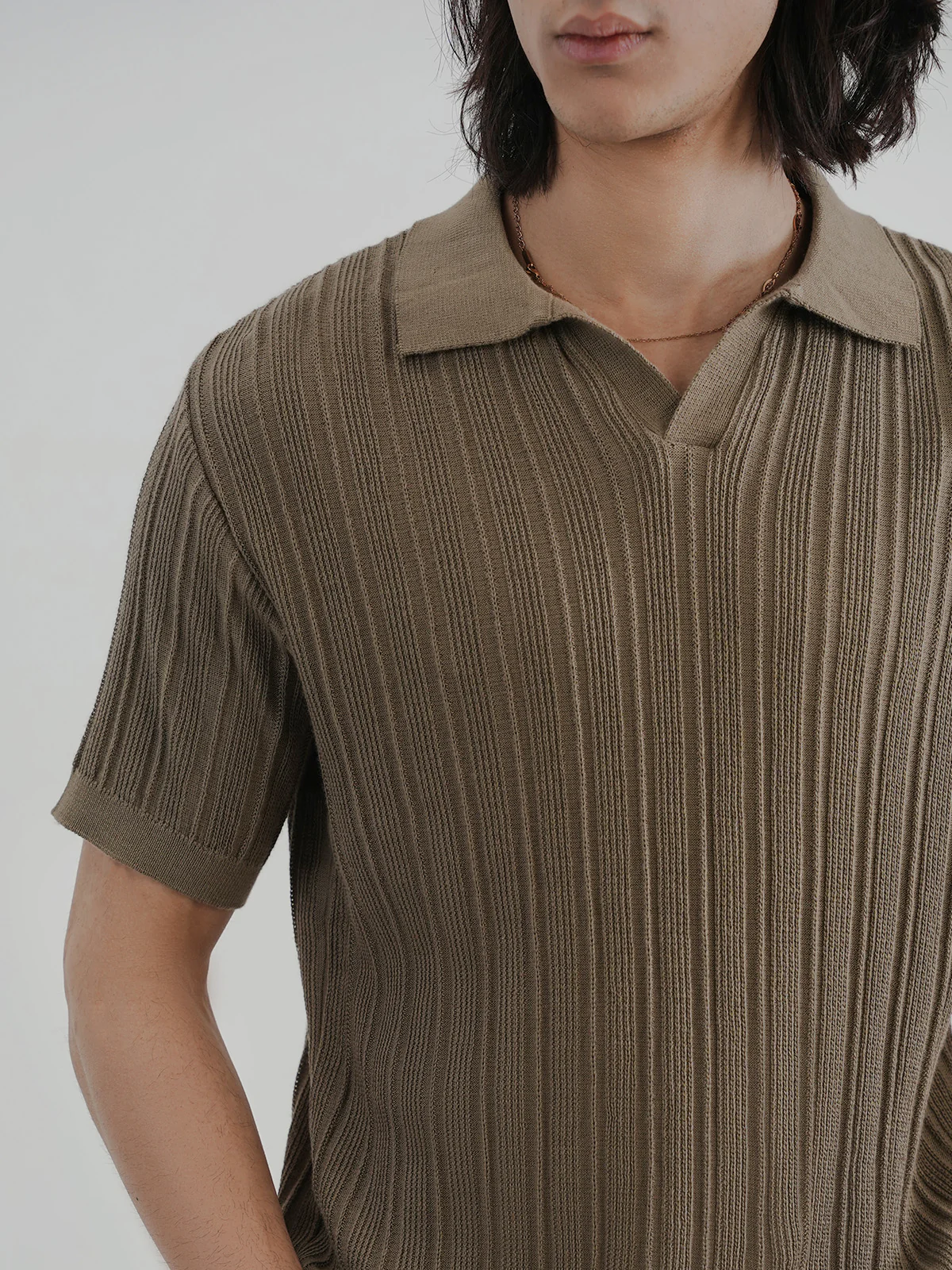 "DAMIEN" Regular Fit Knitted Polo Shirt - Image 3