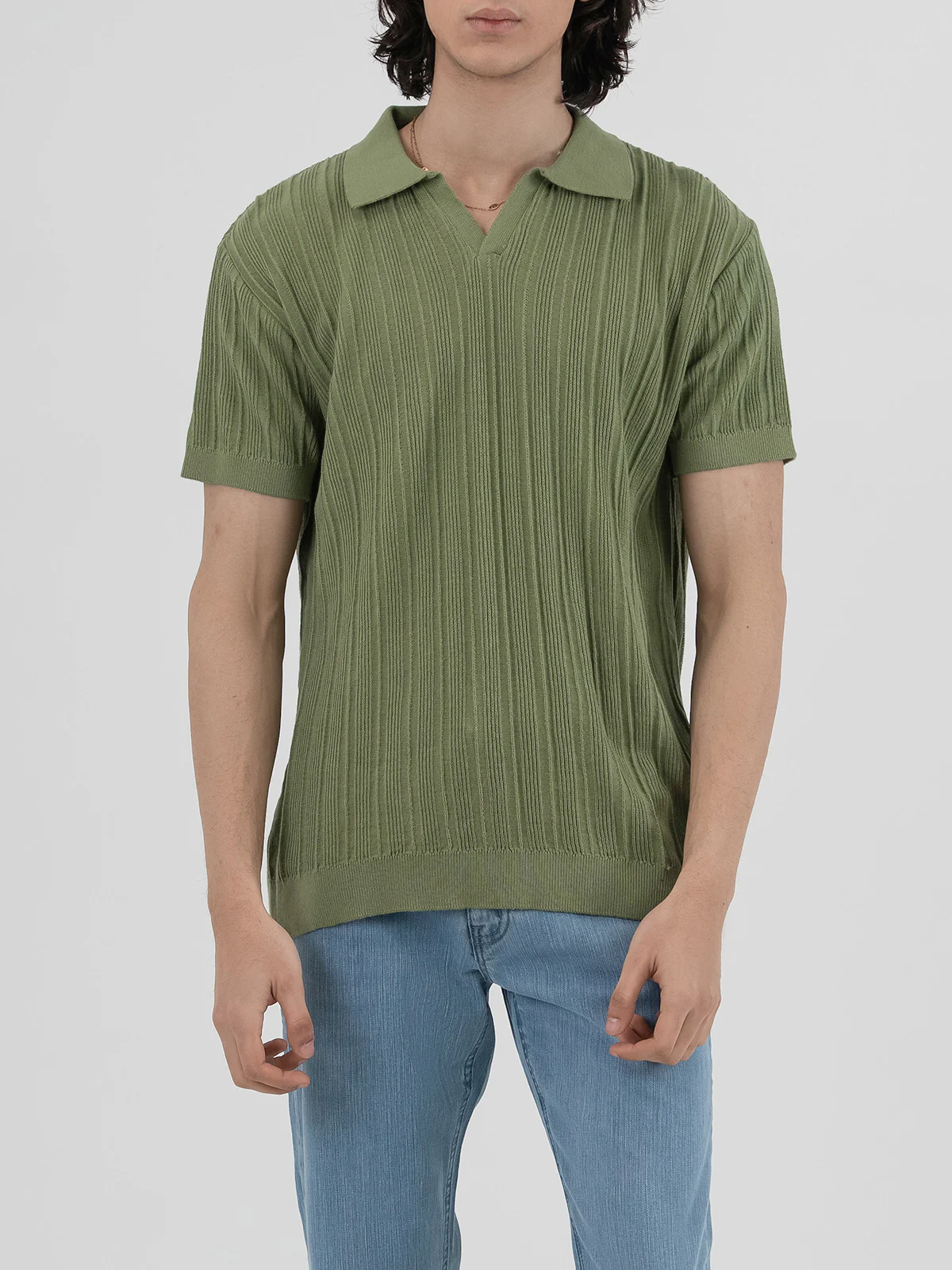 "DAMIEN" Regular Fit Knitted Polo Shirt - Image 2