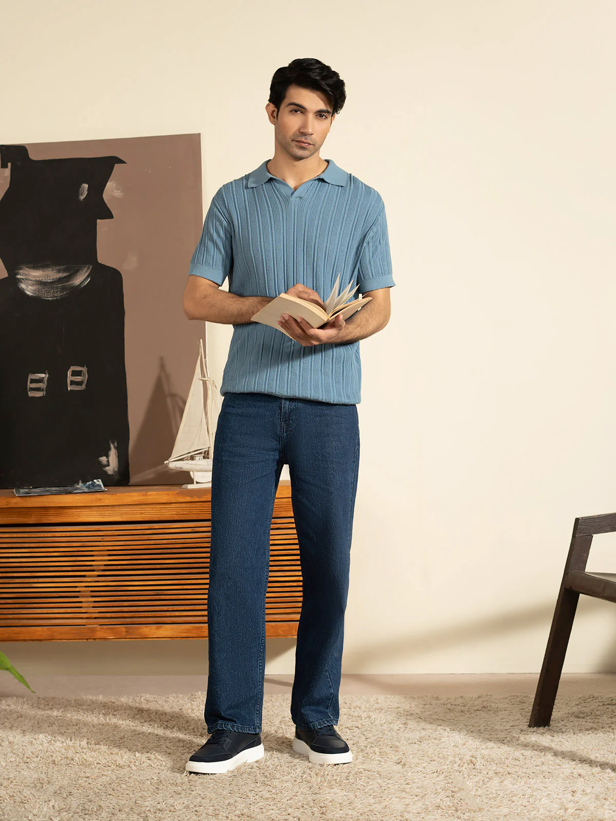 "DAMIEN" Regular Fit Knitted Polo Shirt - Image 2