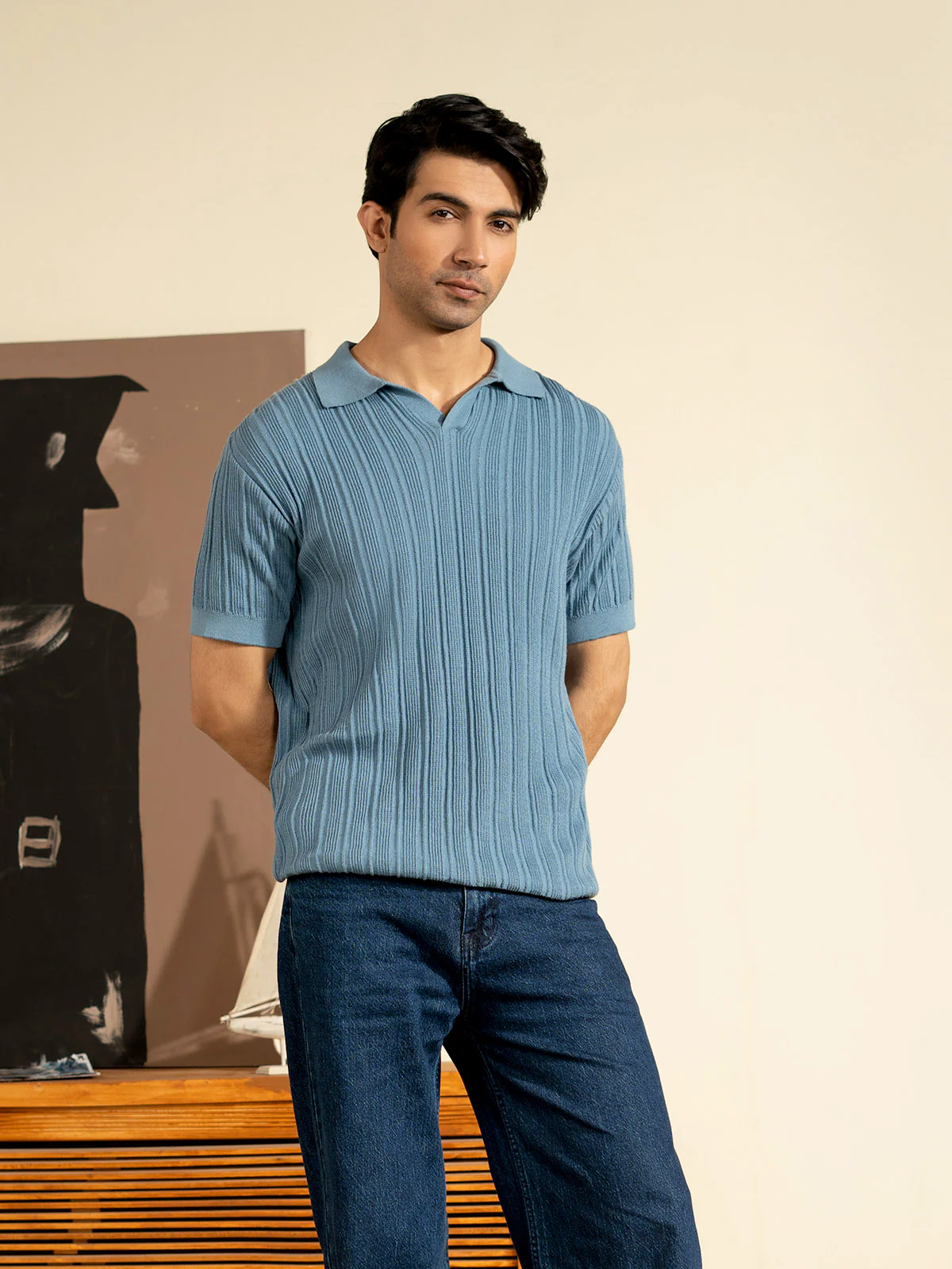 "DAMIEN" Regular Fit Knitted Polo Shirt - Image 3