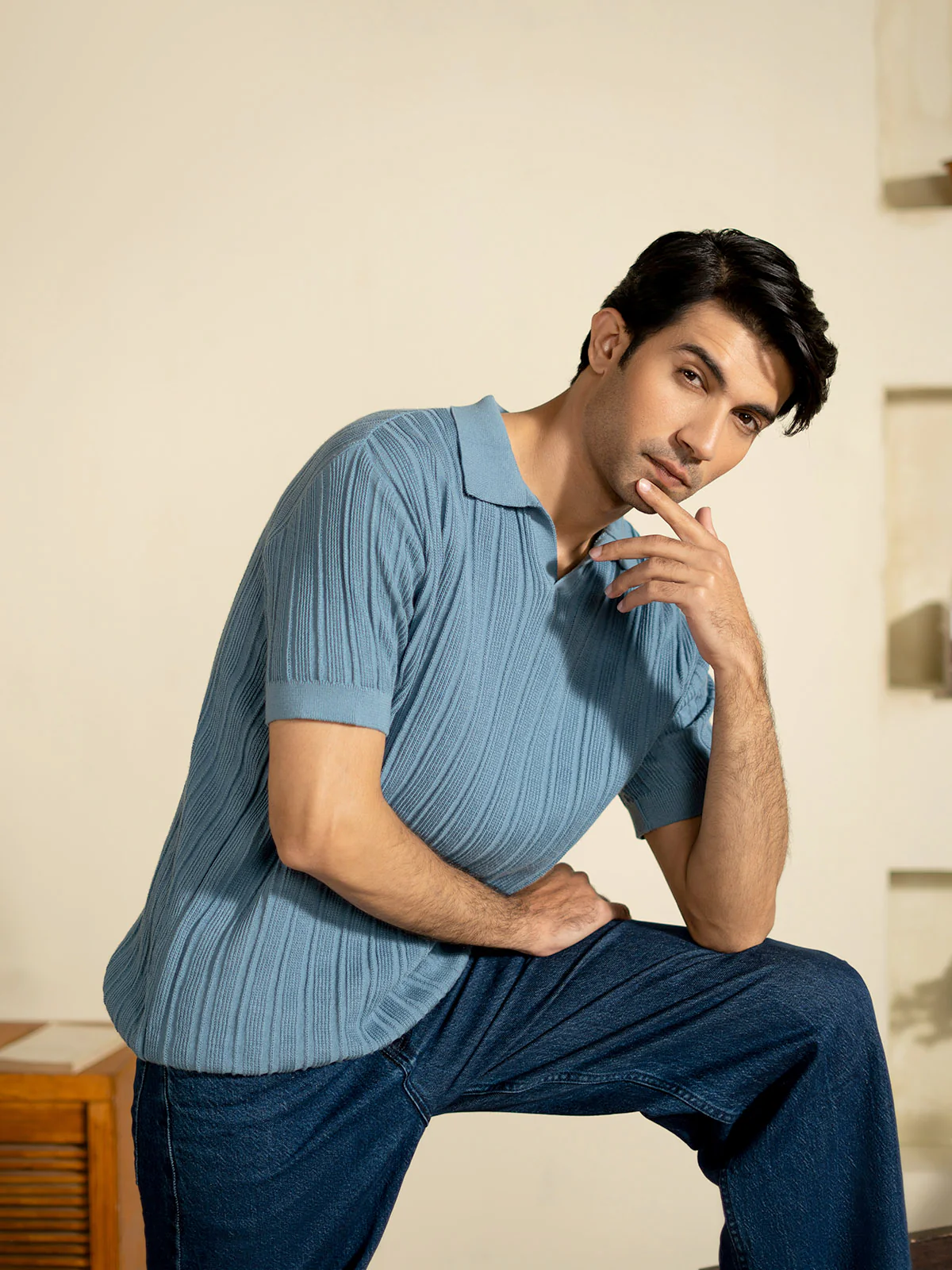 "DAMIEN" Regular Fit Knitted Polo Shirt - Image 4